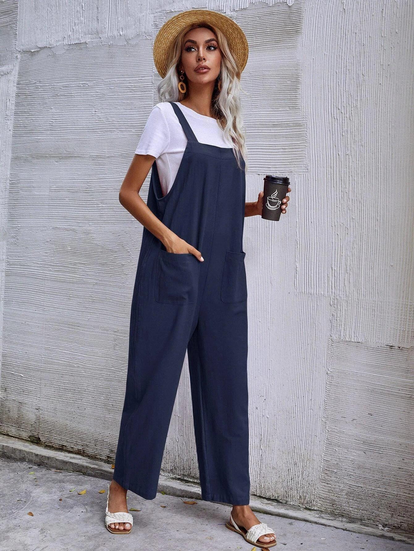Dual Pocket Sleeveless Jumpsuit-Comfy Jumpsuits
