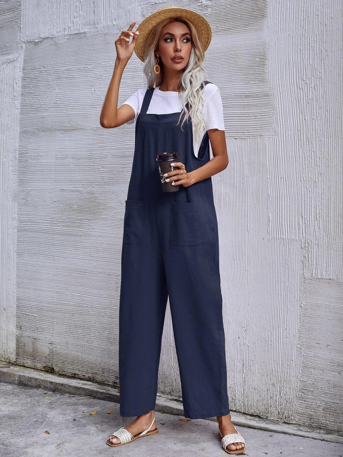 Dual Pocket Sleeveless Jumpsuit-Comfy Jumpsuits