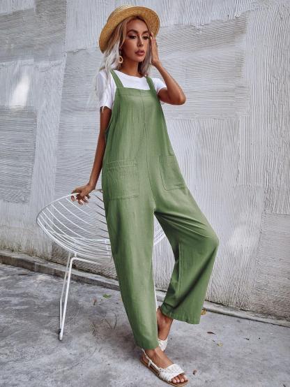 Dual Pocket Sleeveless Jumpsuit-Comfy Jumpsuits
