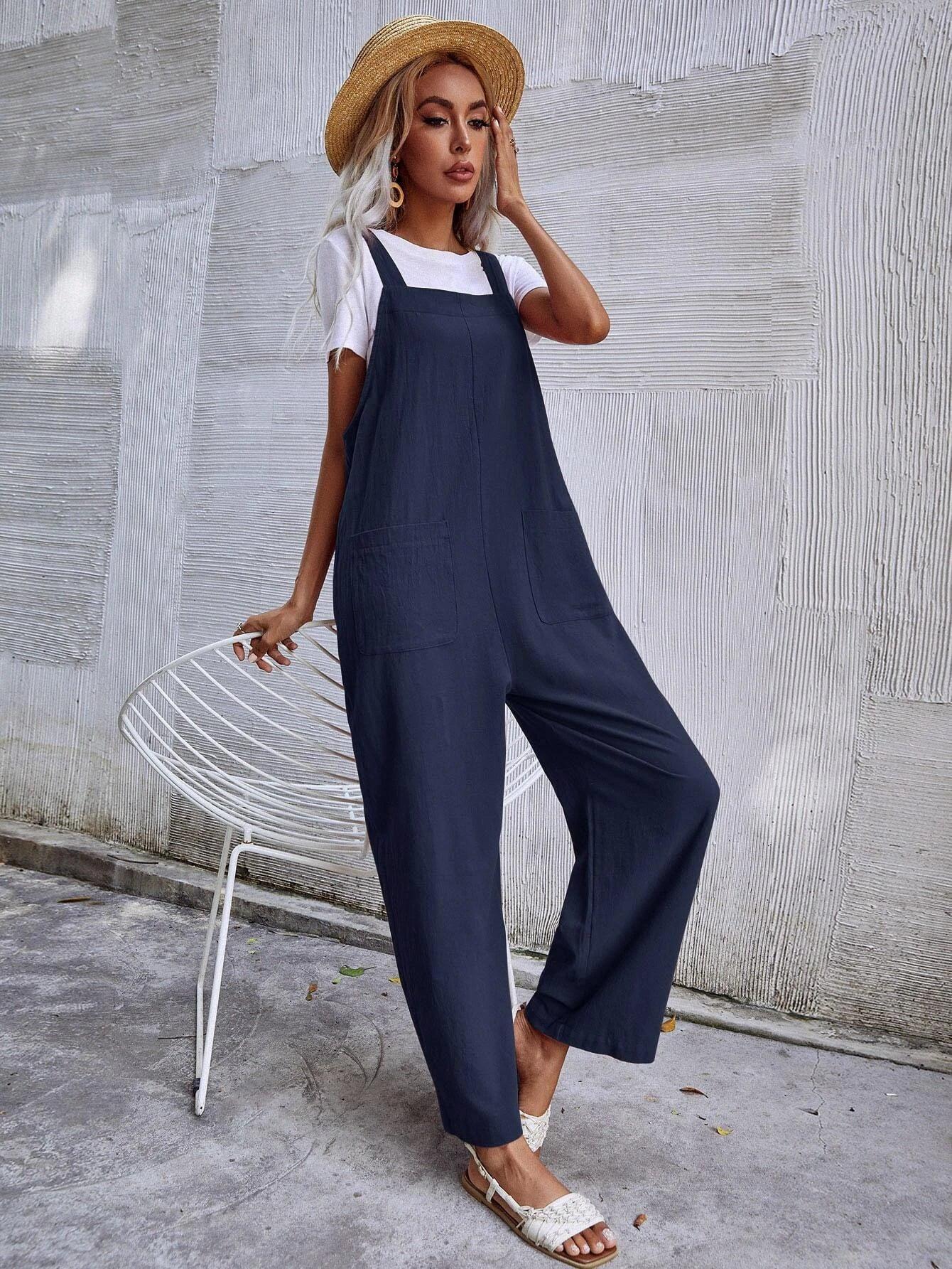 Dual Pocket Sleeveless Jumpsuit-Comfy Jumpsuits