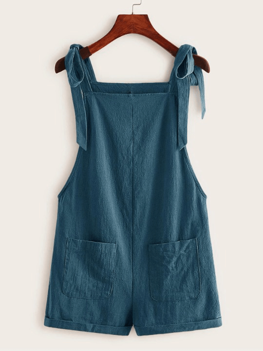 Pocket Patched Pinafore Romper-Comfy Jumpsuits