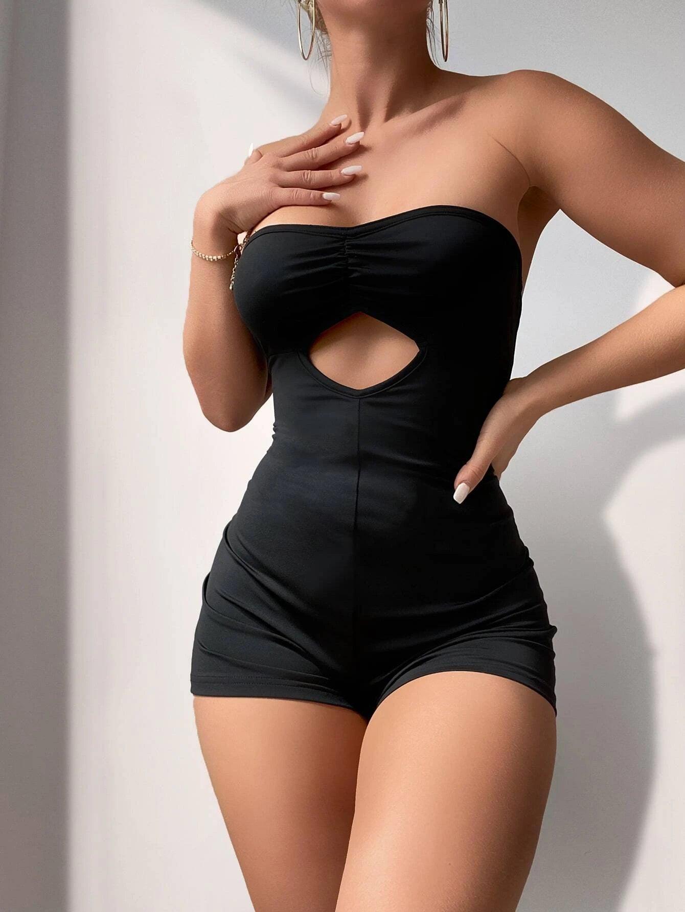 Front Cut Out Unitard Romper-Comfy Jumpsuits