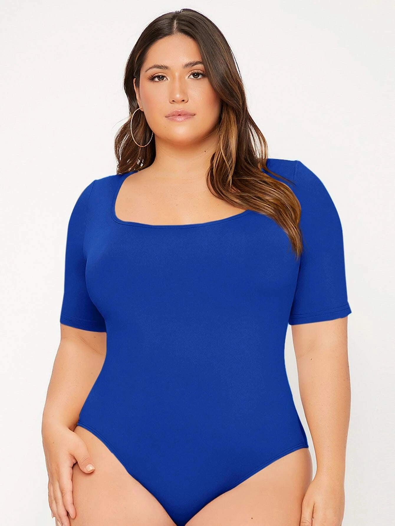 Plus Scoop Neck Bodysuit-Comfy Jumpsuits