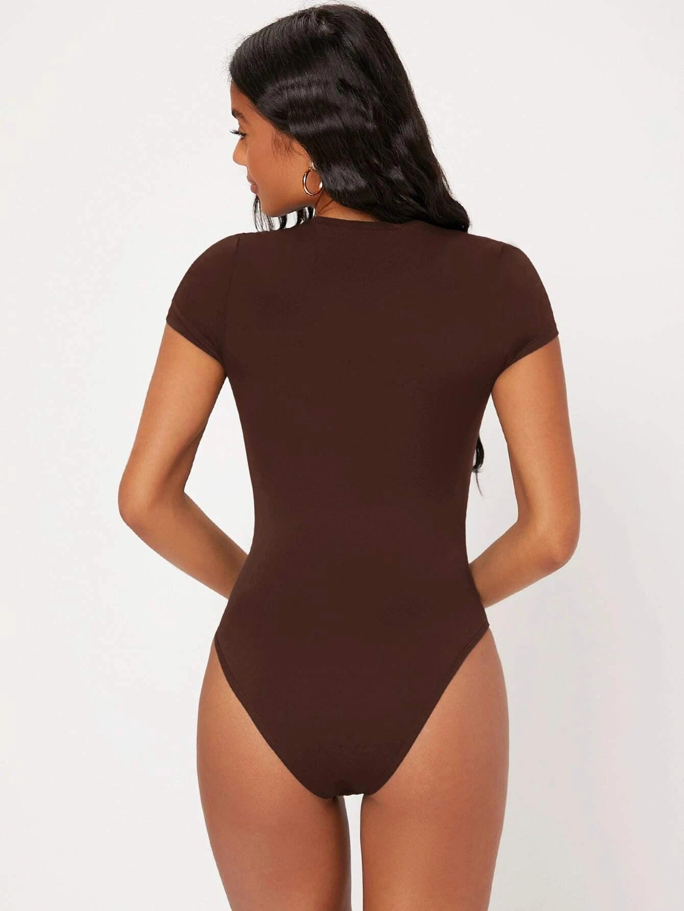 Solid Colored Slim Fit Bodysuit-Comfy Jumpsuits