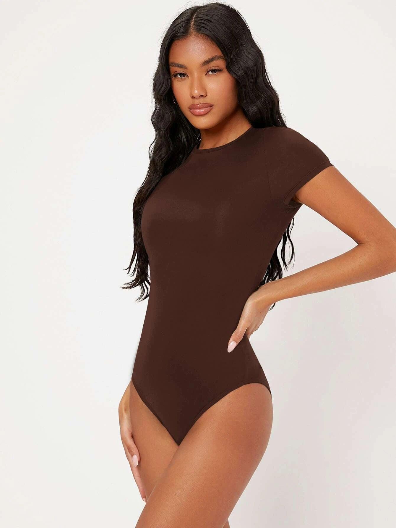Solid Colored Slim Fit Bodysuit-Comfy Jumpsuits