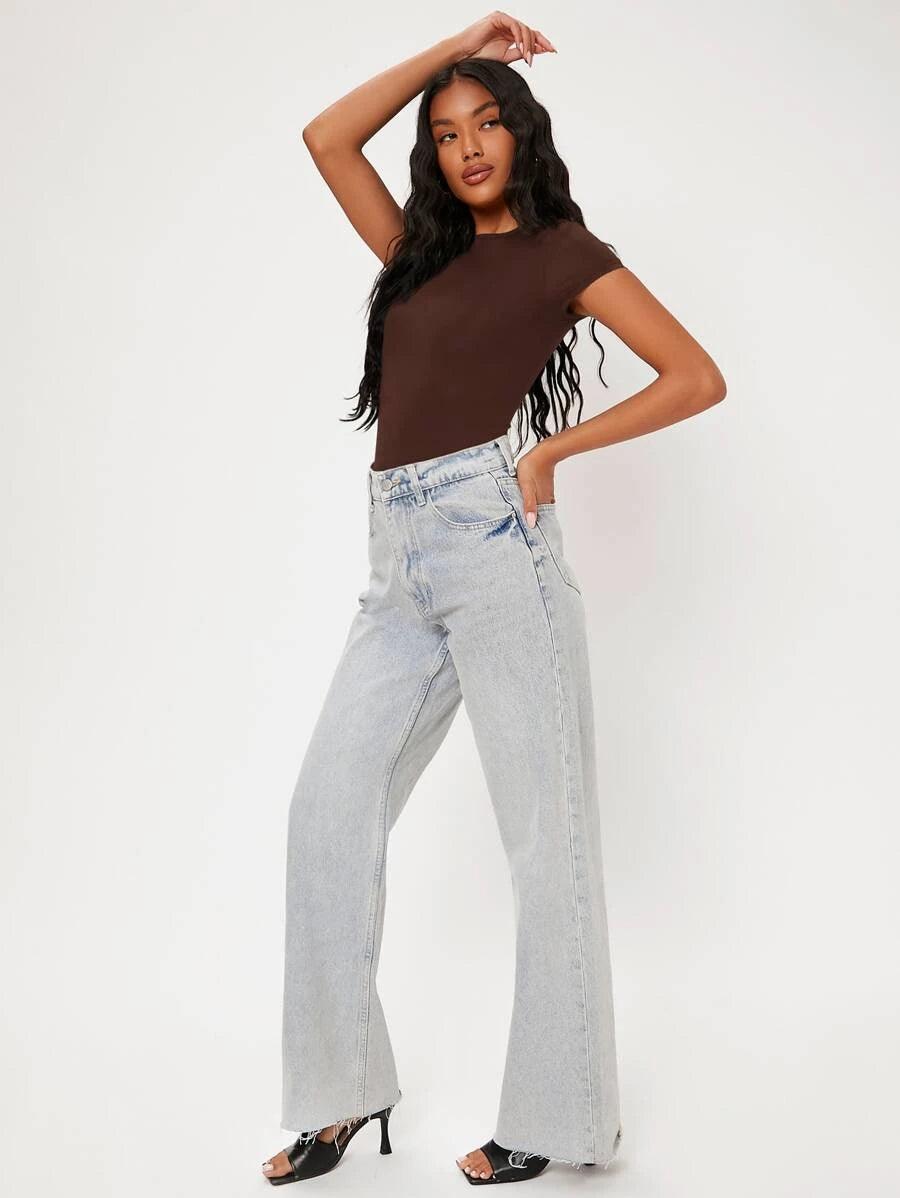 Solid Slim Cut Round Neck Bodysuit-Comfy Jumpsuits