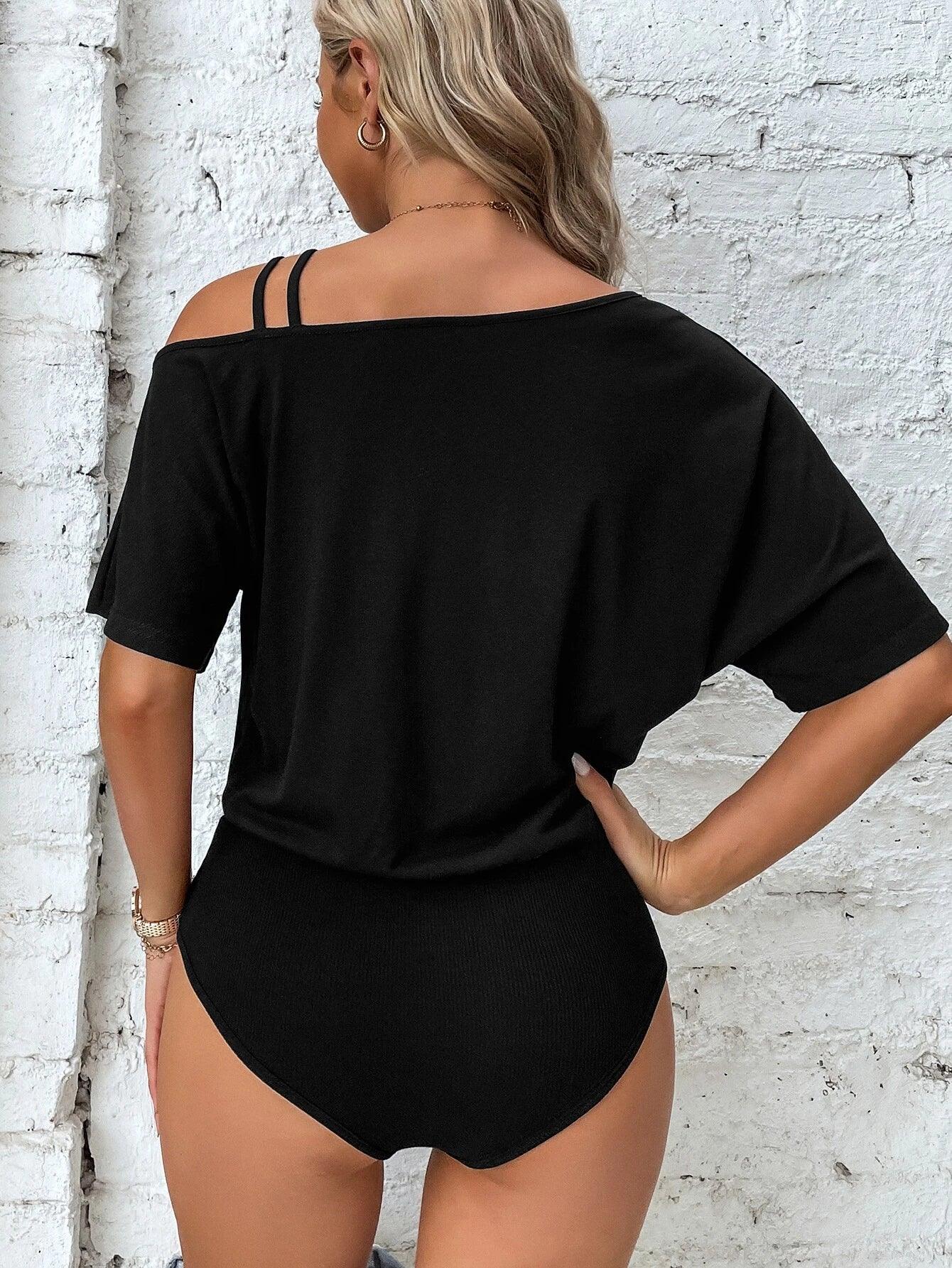 Casual Short Sleeve Bodysuit-Comfy Jumpsuits