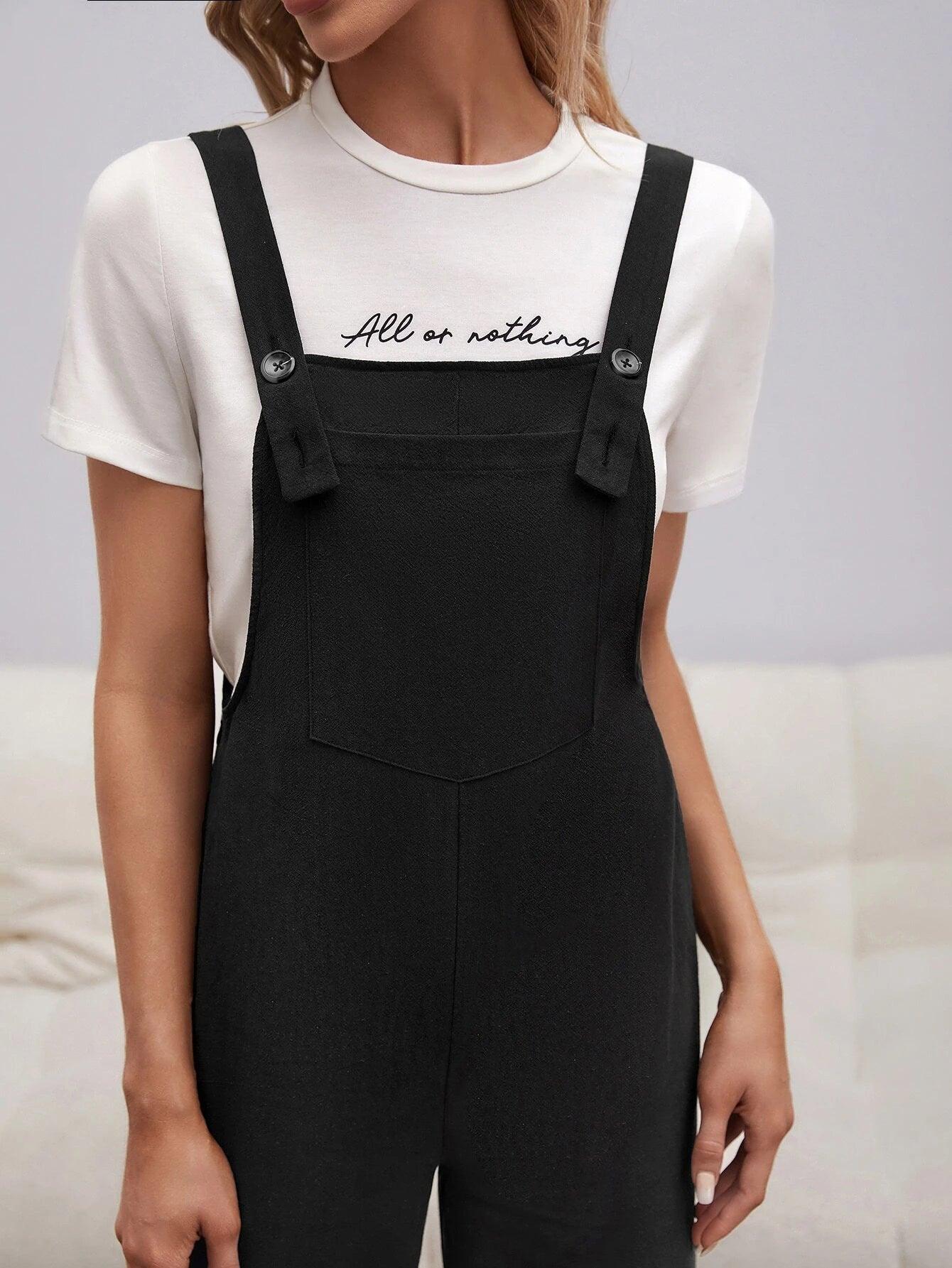 Solid Adjustable Strap Overall Jumpsuit-Comfy Jumpsuits