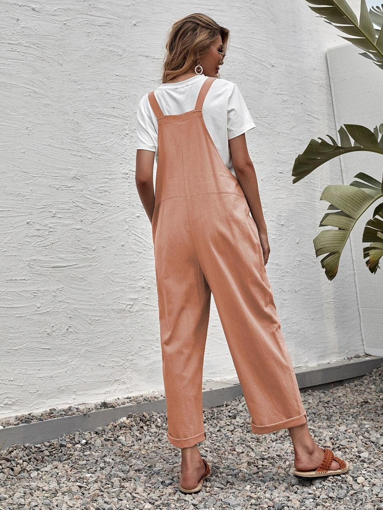 Dual Pocket Suspender Jumpsuit-Comfy Jumpsuits