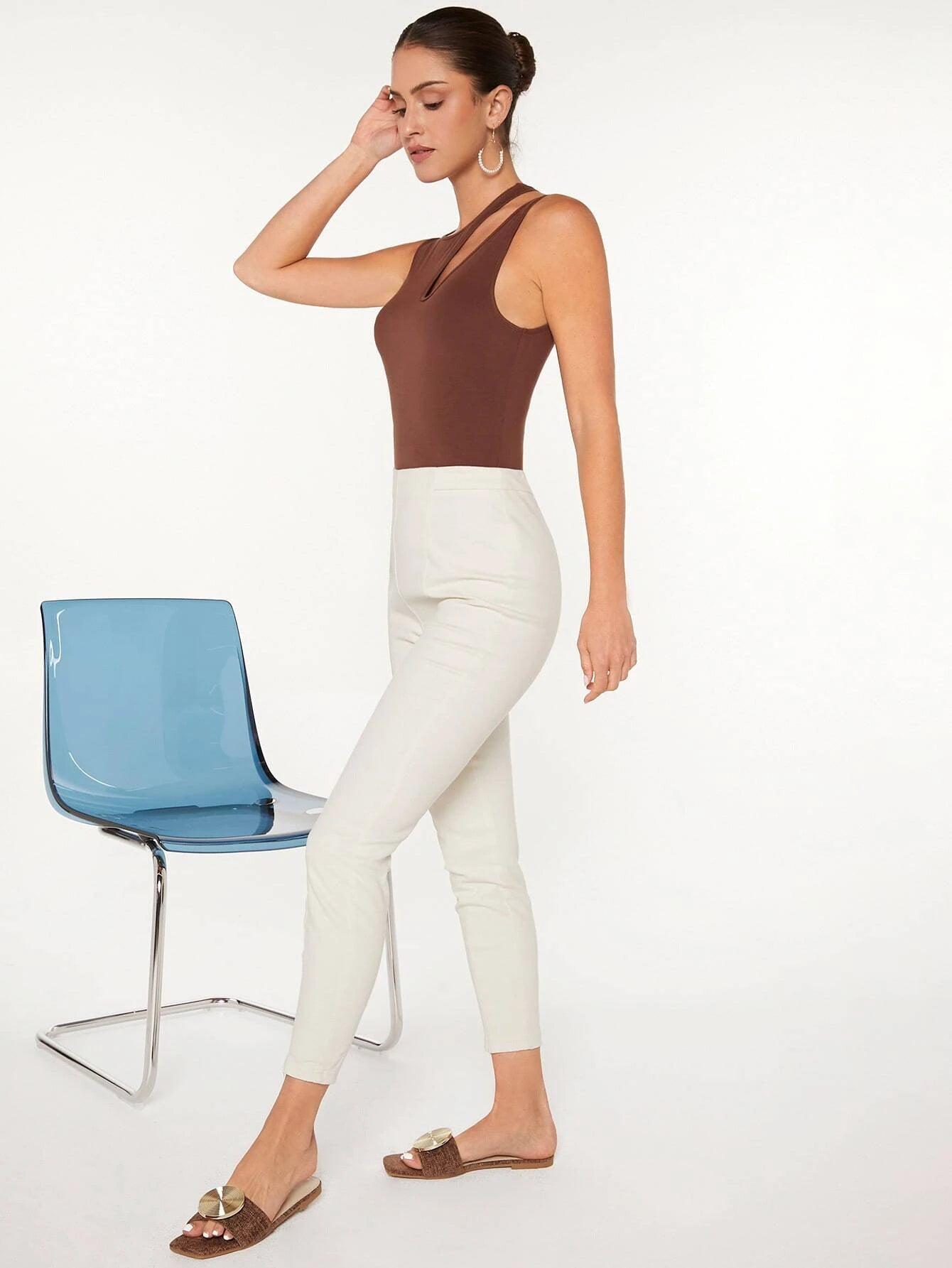 Cut Out Slim Fit Bodysuit-Comfy Jumpsuits