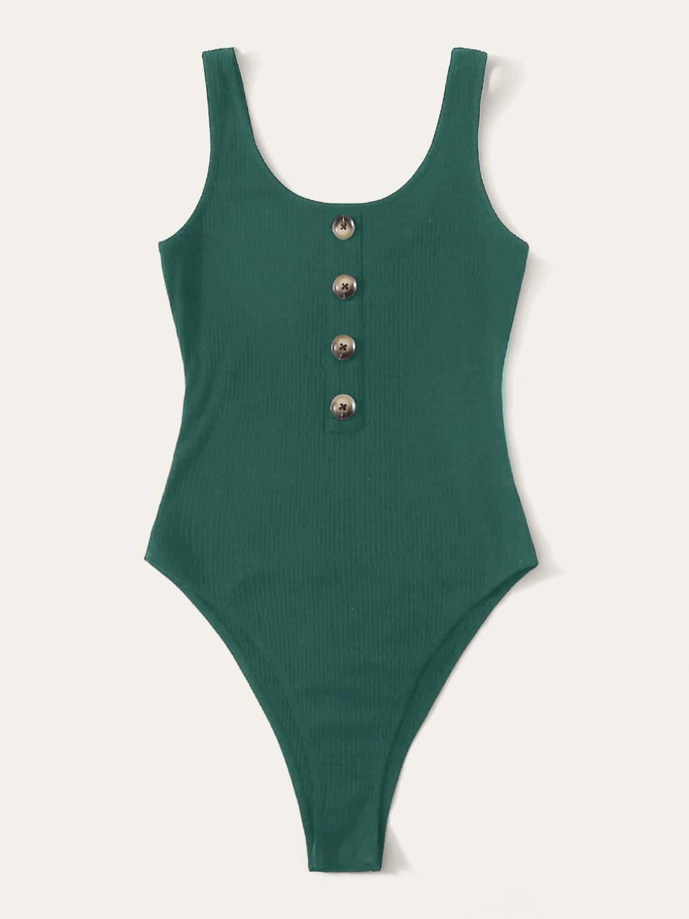 Button Front Tank Bodysuit-Comfy Jumpsuits