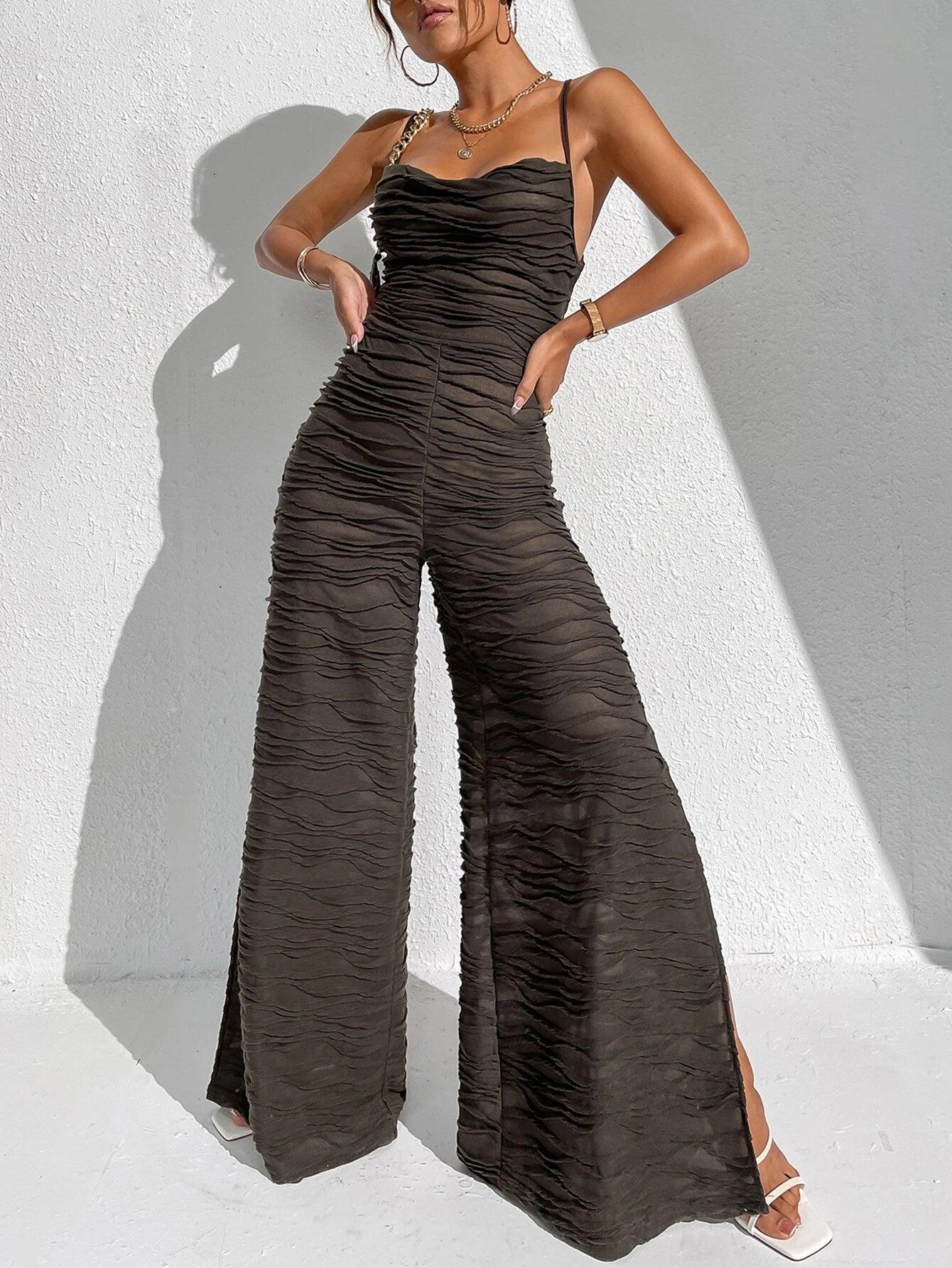 Spaghetti Strap Backless Cami Jumpsuit-Comfy Jumpsuits
