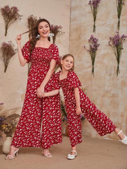 Printed Floral Short Sleeve Jumpsuit-Comfy Jumpsuits