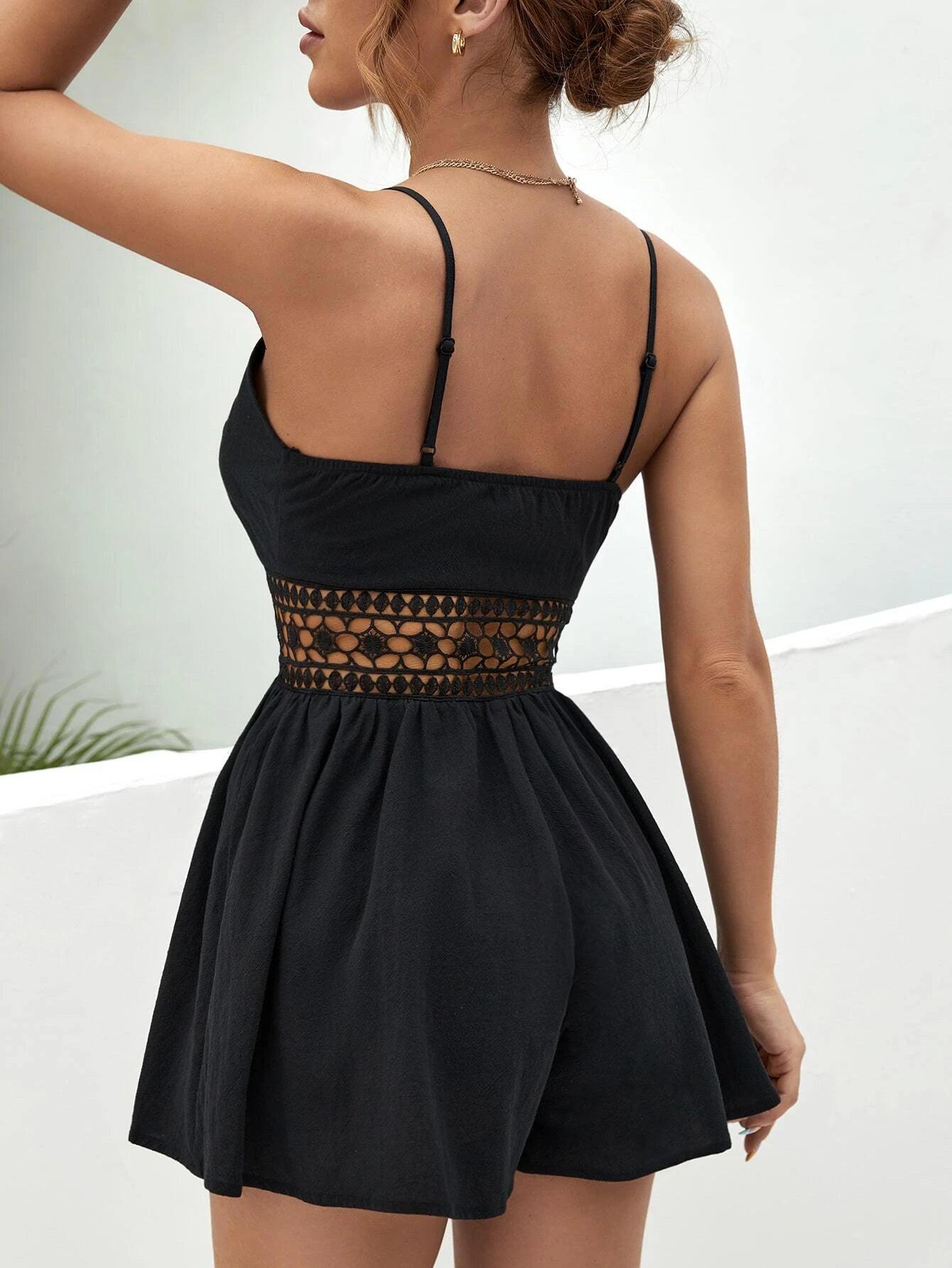 Sleeveless Lace Cami Romper-Comfy Jumpsuits