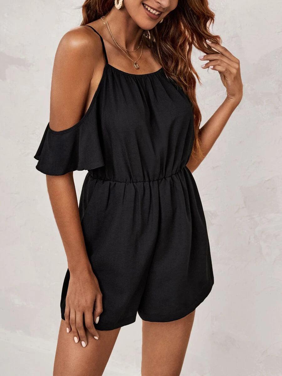 Cold Shoulder Romper-Comfy Jumpsuits