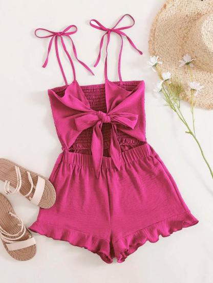 Back Knot Cami Romper-Comfy Jumpsuits