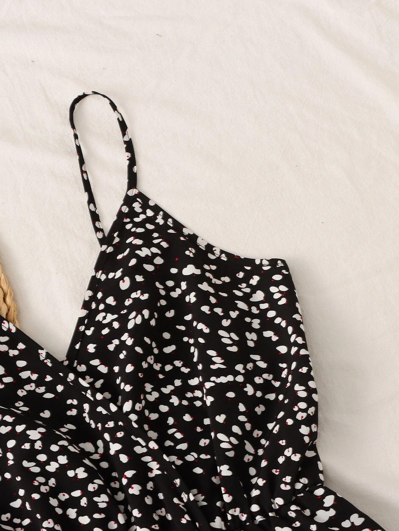 Wrap Detail Ditsy Floral Cami Romper-Comfy Jumpsuits