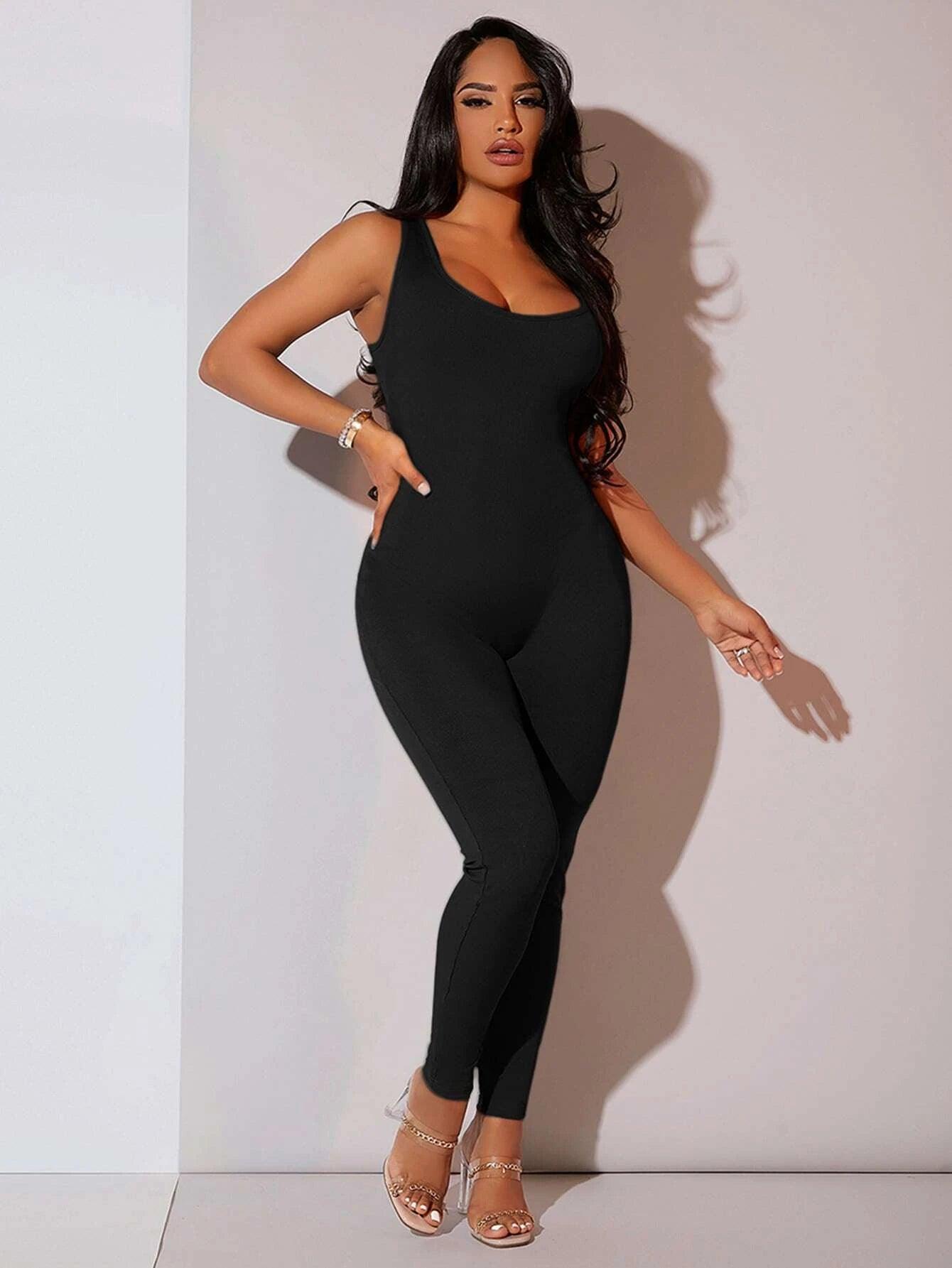 Ribbed Knit Unitard Jumpsuit-Comfy Jumpsuits