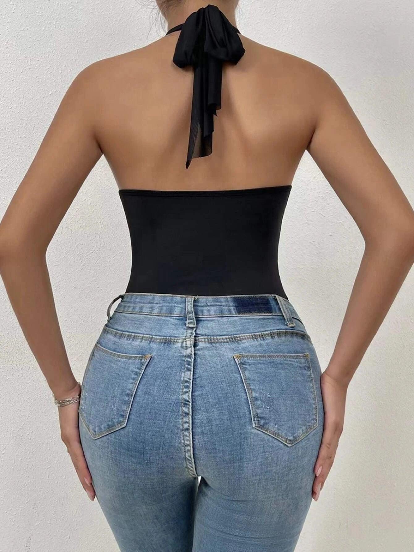 Criss-Cross Sleeveless Bodysuit-Comfy Jumpsuits