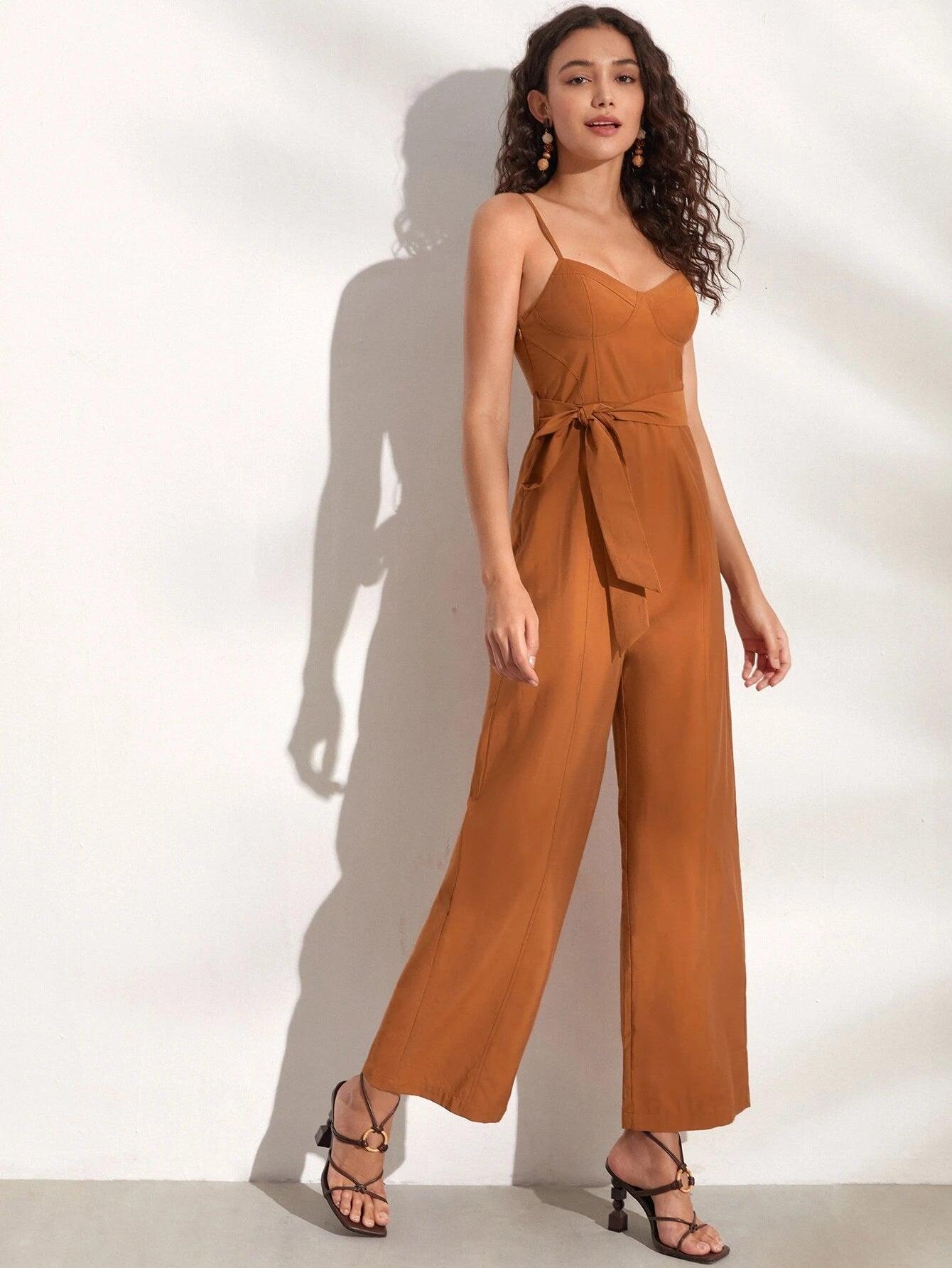 Sleeveless Wide Leg Cami Jumpsuit-Comfy Jumpsuits