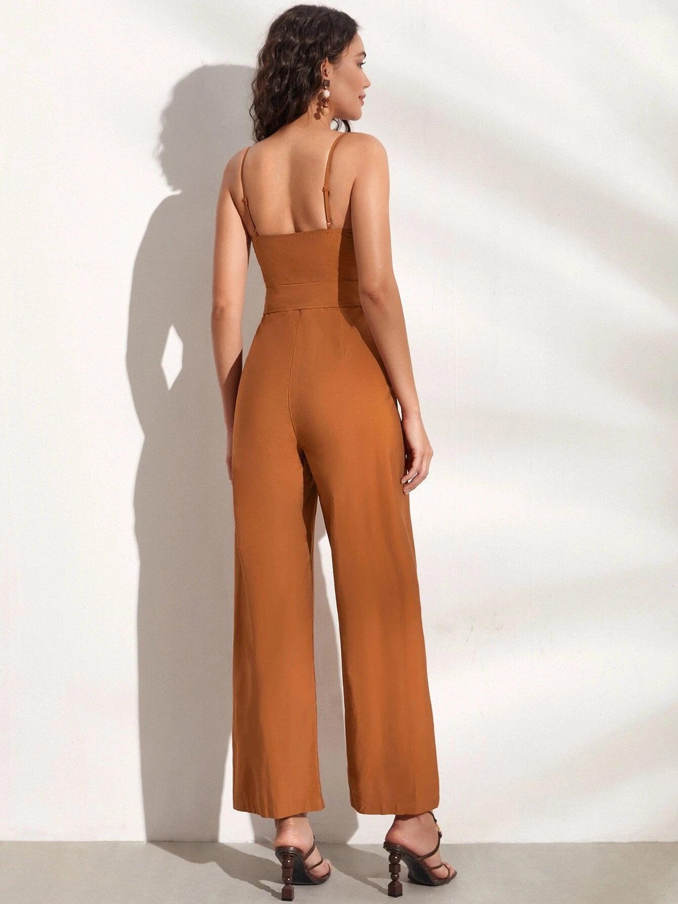 Sleeveless Wide Leg Cami Jumpsuit-Comfy Jumpsuits