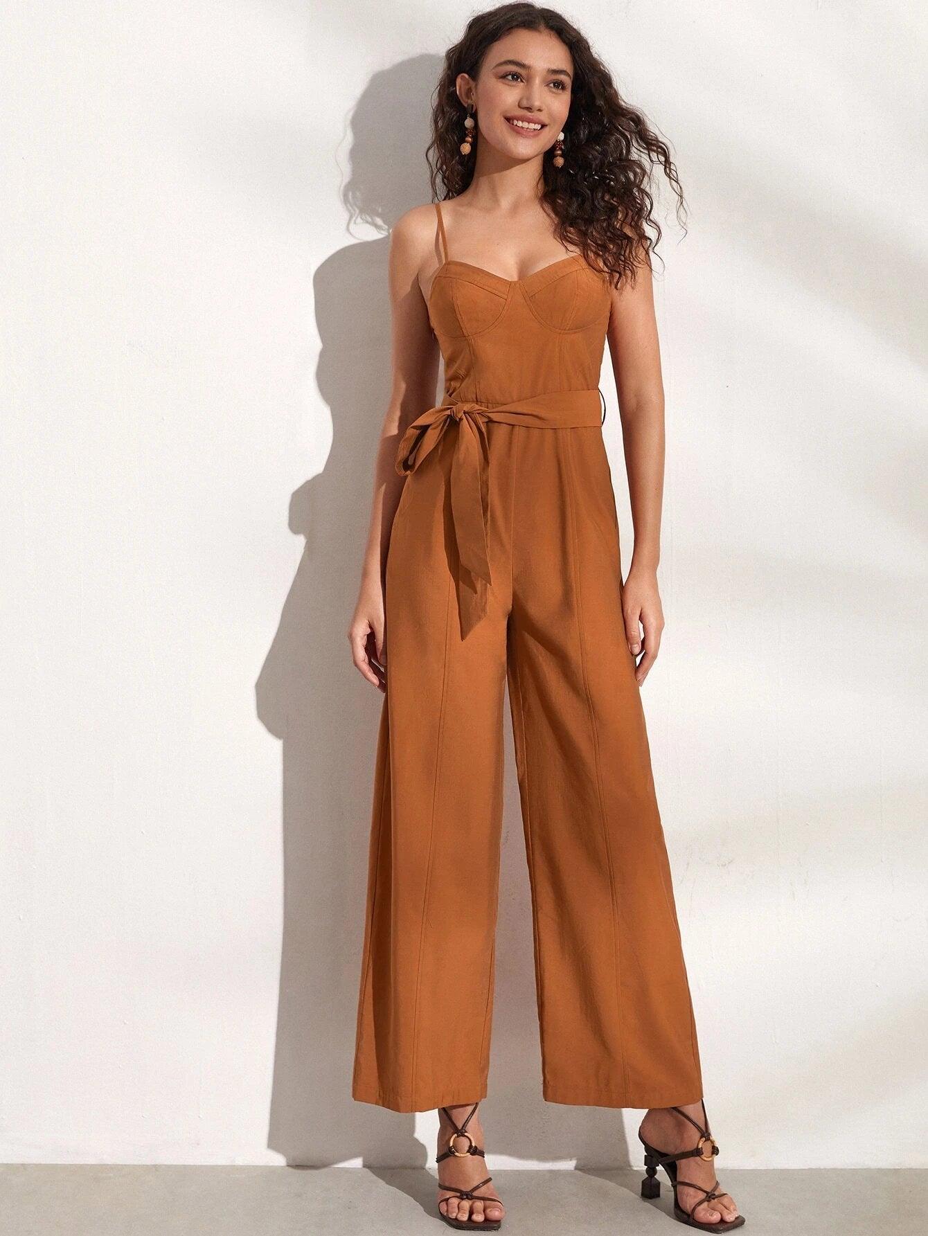 Sleeveless Wide Leg Cami Jumpsuit-Comfy Jumpsuits