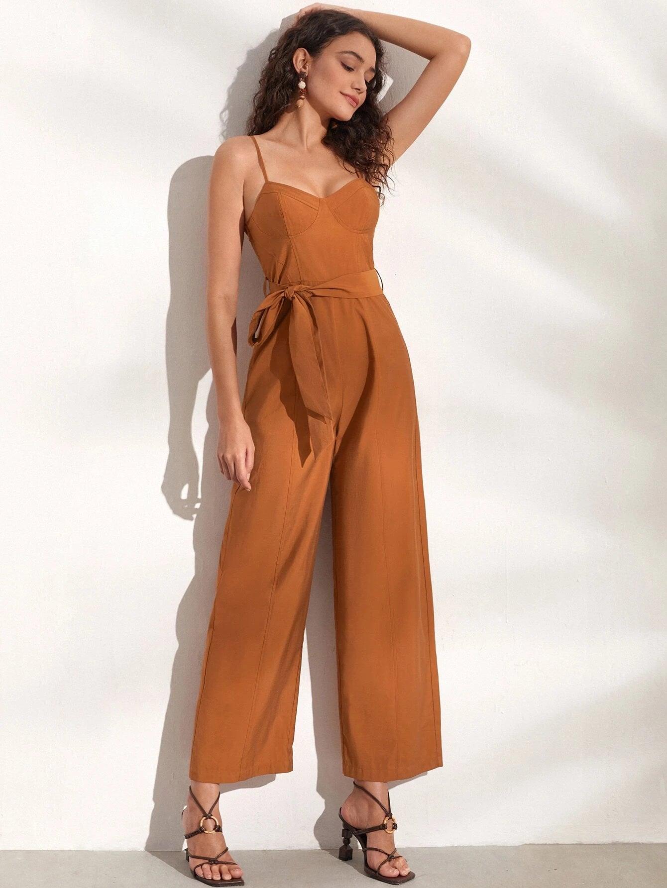 Sleeveless Wide Leg Cami Jumpsuit-Comfy Jumpsuits
