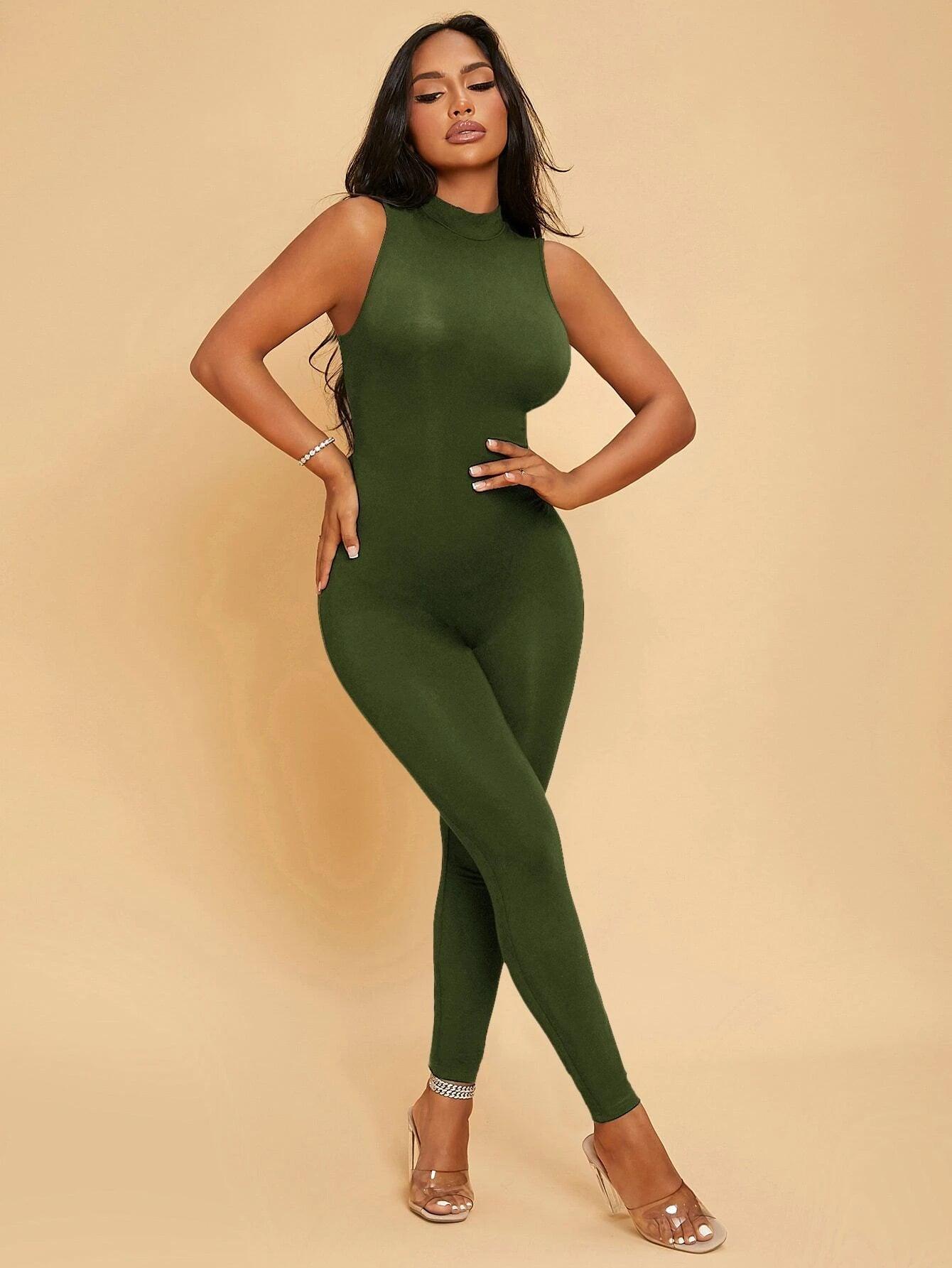 Mock Neck Unitard Jumpsuit-Comfy Jumpsuits