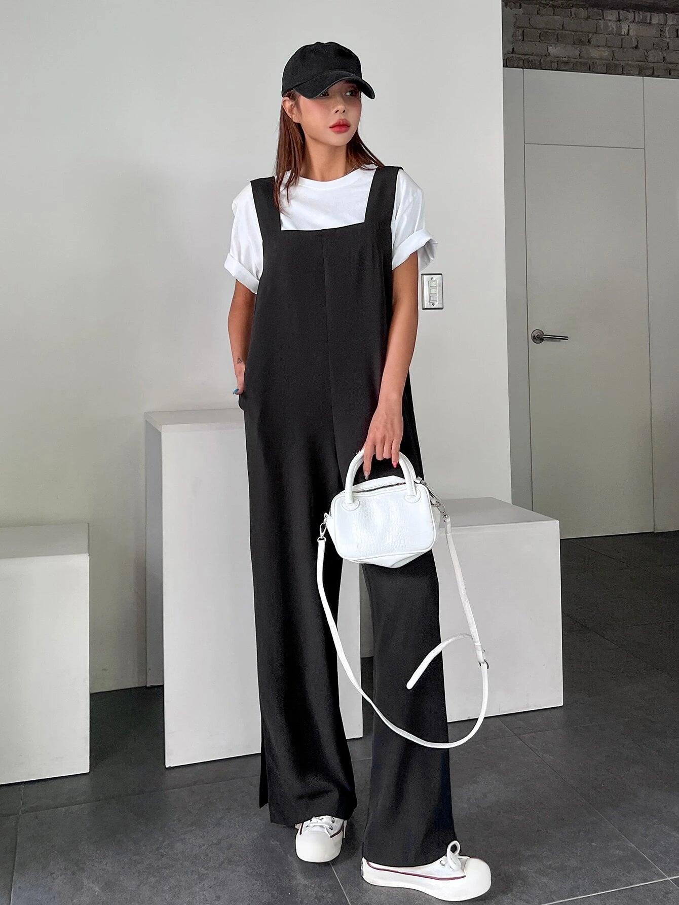 Pocket Detail Solid Colored Jumpsuit-Comfy Jumpsuits