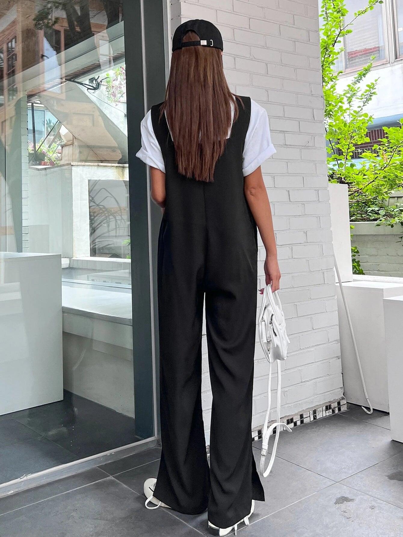 Pocket Detail Solid Colored Jumpsuit-Comfy Jumpsuits