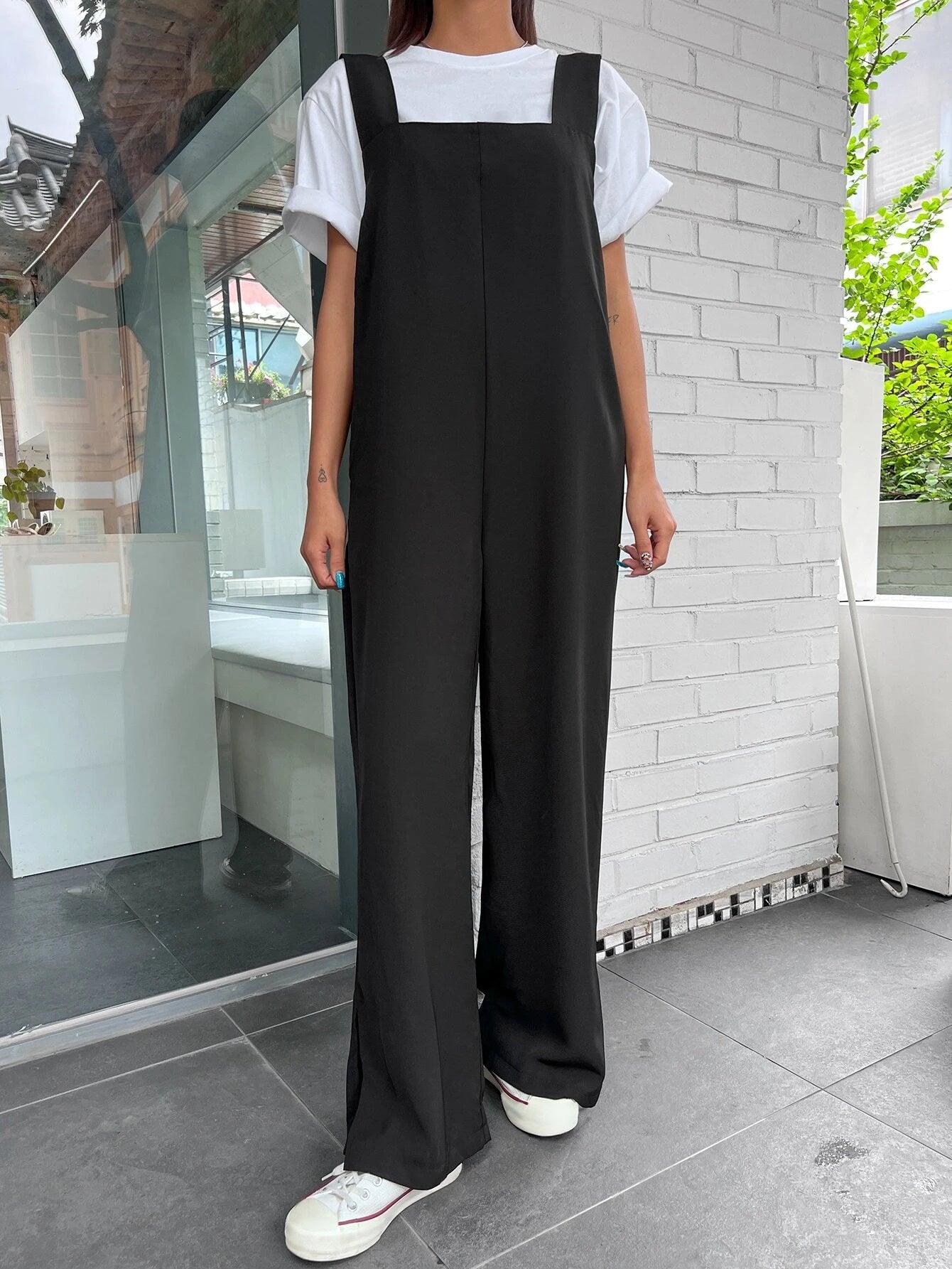 Pocket Detail Solid Colored Jumpsuit-Comfy Jumpsuits