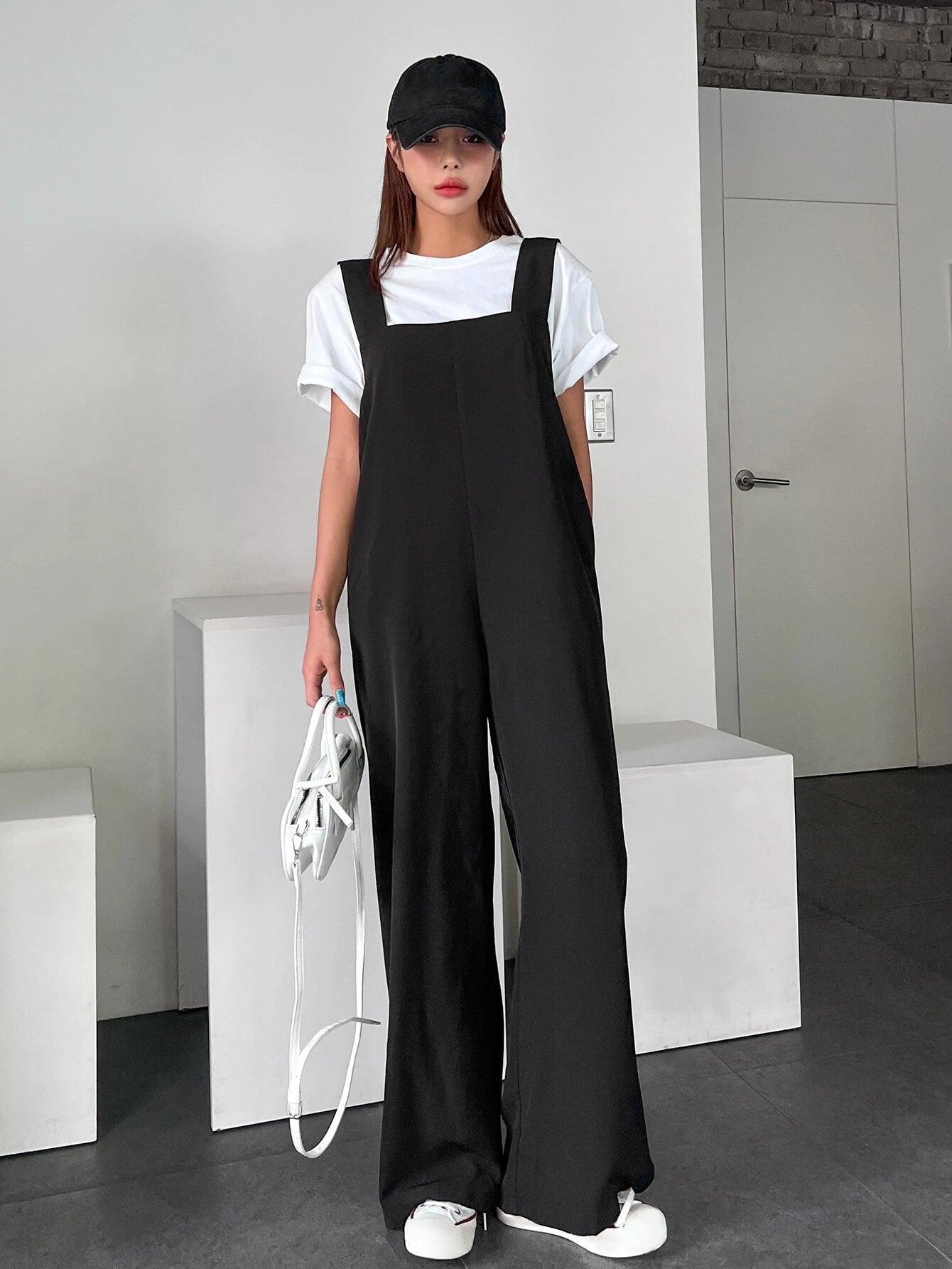 Pocket Detail Solid Colored Jumpsuit-Comfy Jumpsuits