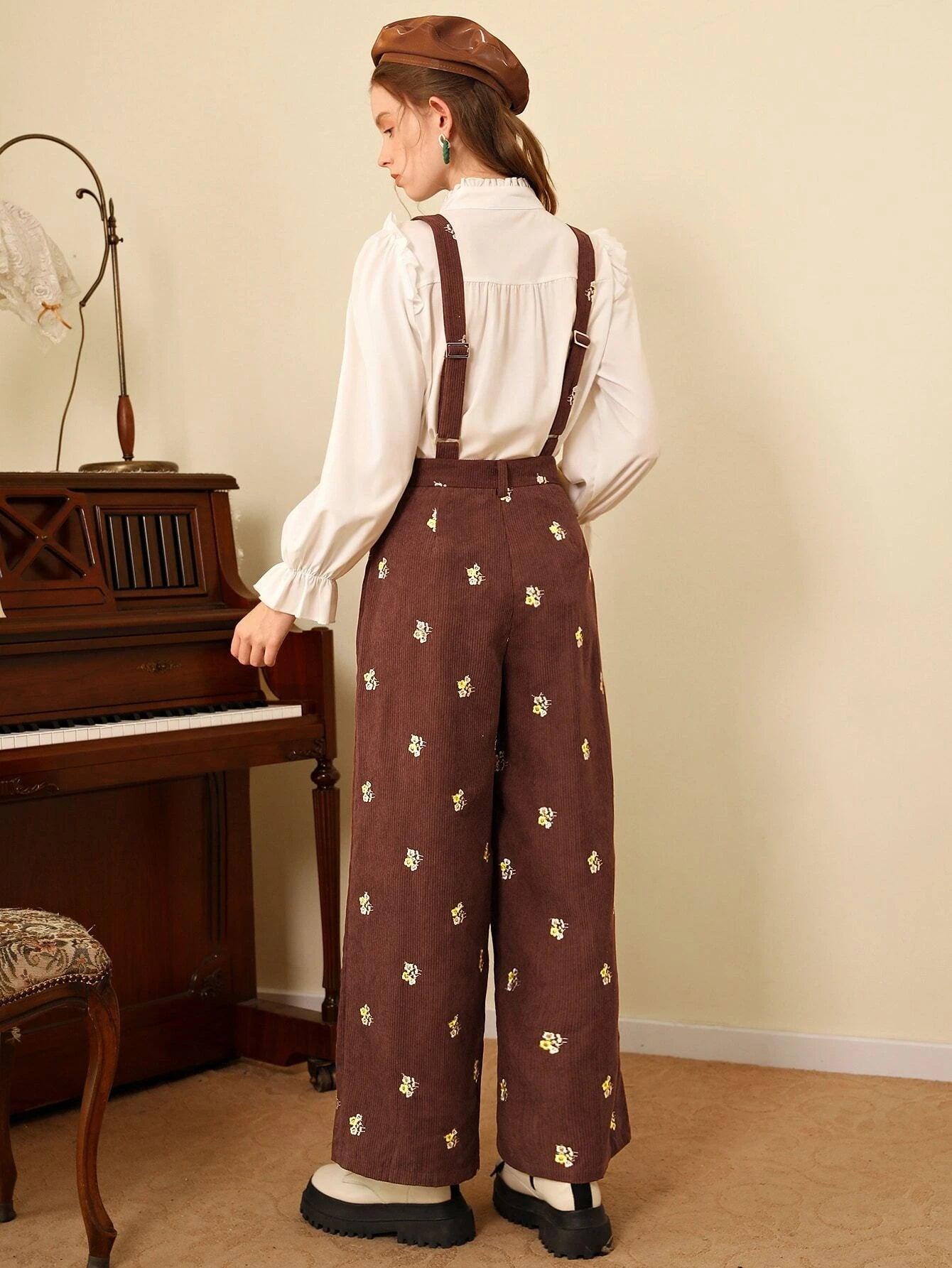 Floral Print Overall Jumpsuit-Comfy Jumpsuits