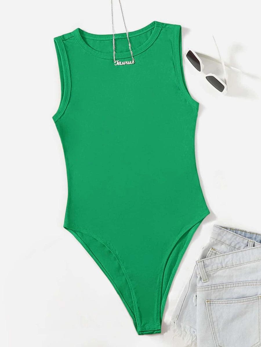 Solid Skinny Bodysuit-Comfy Jumpsuits