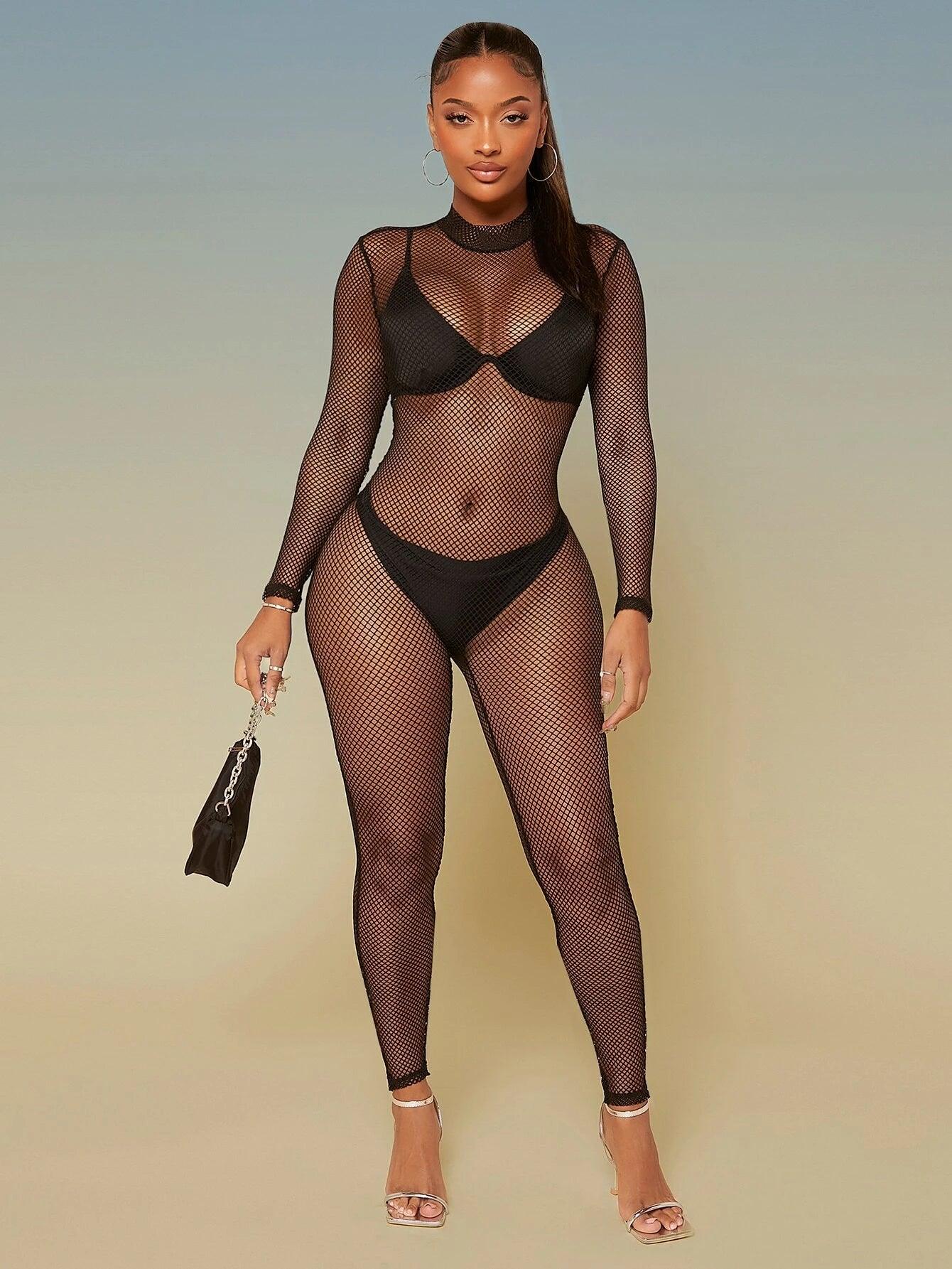 Long Sleeve Plain Unitard Jumpsuit-Comfy Jumpsuits