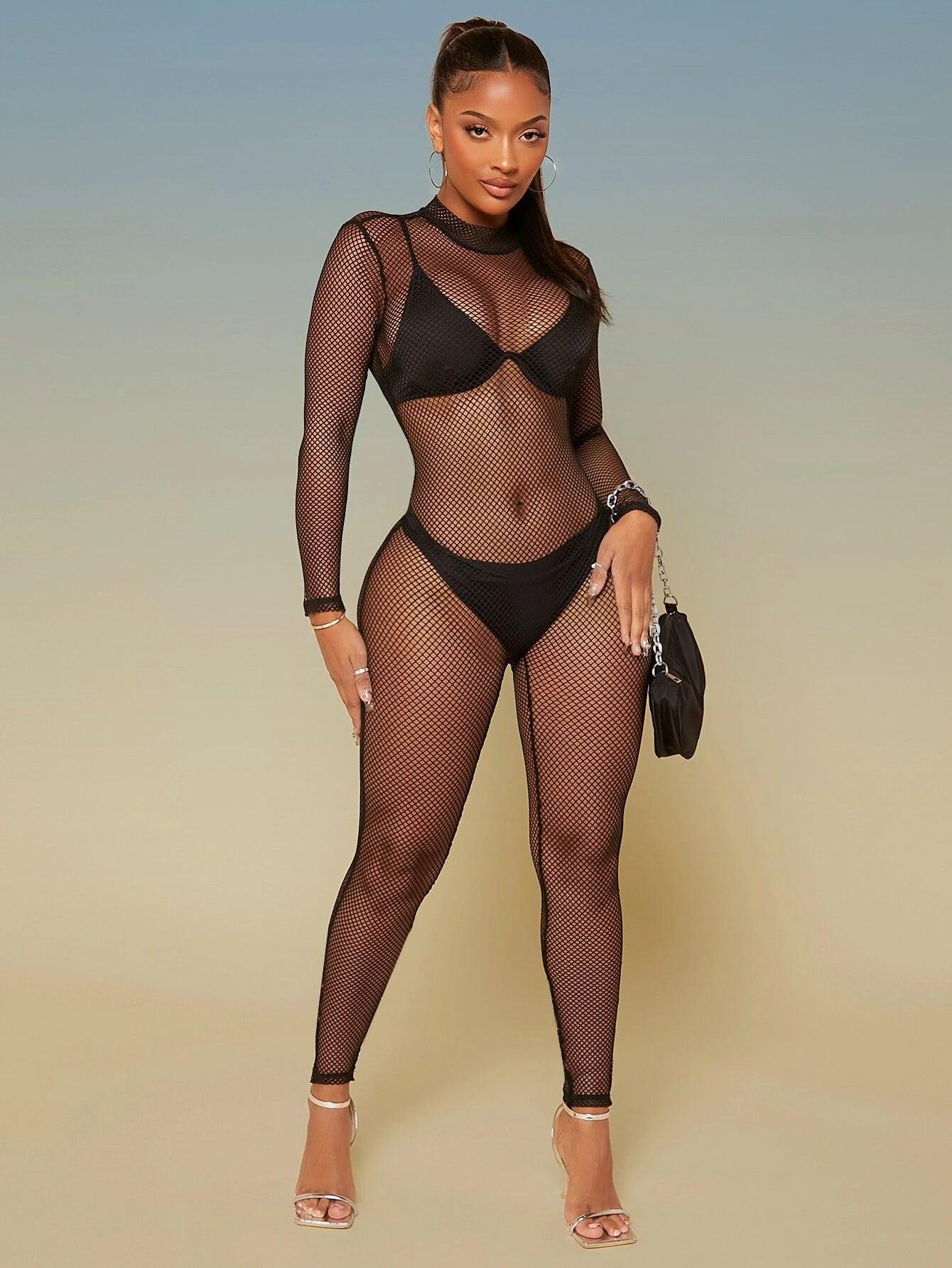 Long Sleeve Plain Unitard Jumpsuit-Comfy Jumpsuits