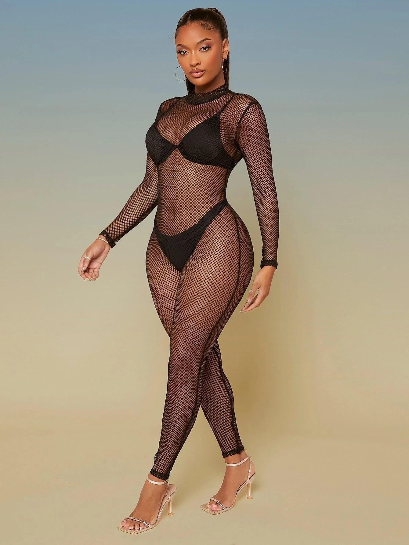 Long Sleeve Plain Unitard Jumpsuit-Comfy Jumpsuits