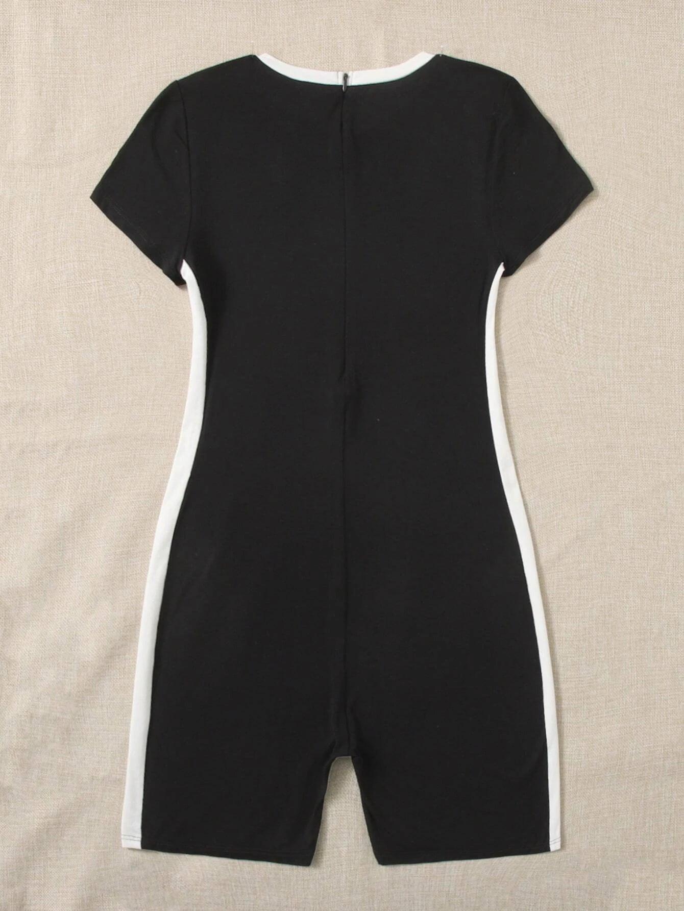 Letter Graphic Unitard Romper-Comfy Jumpsuits