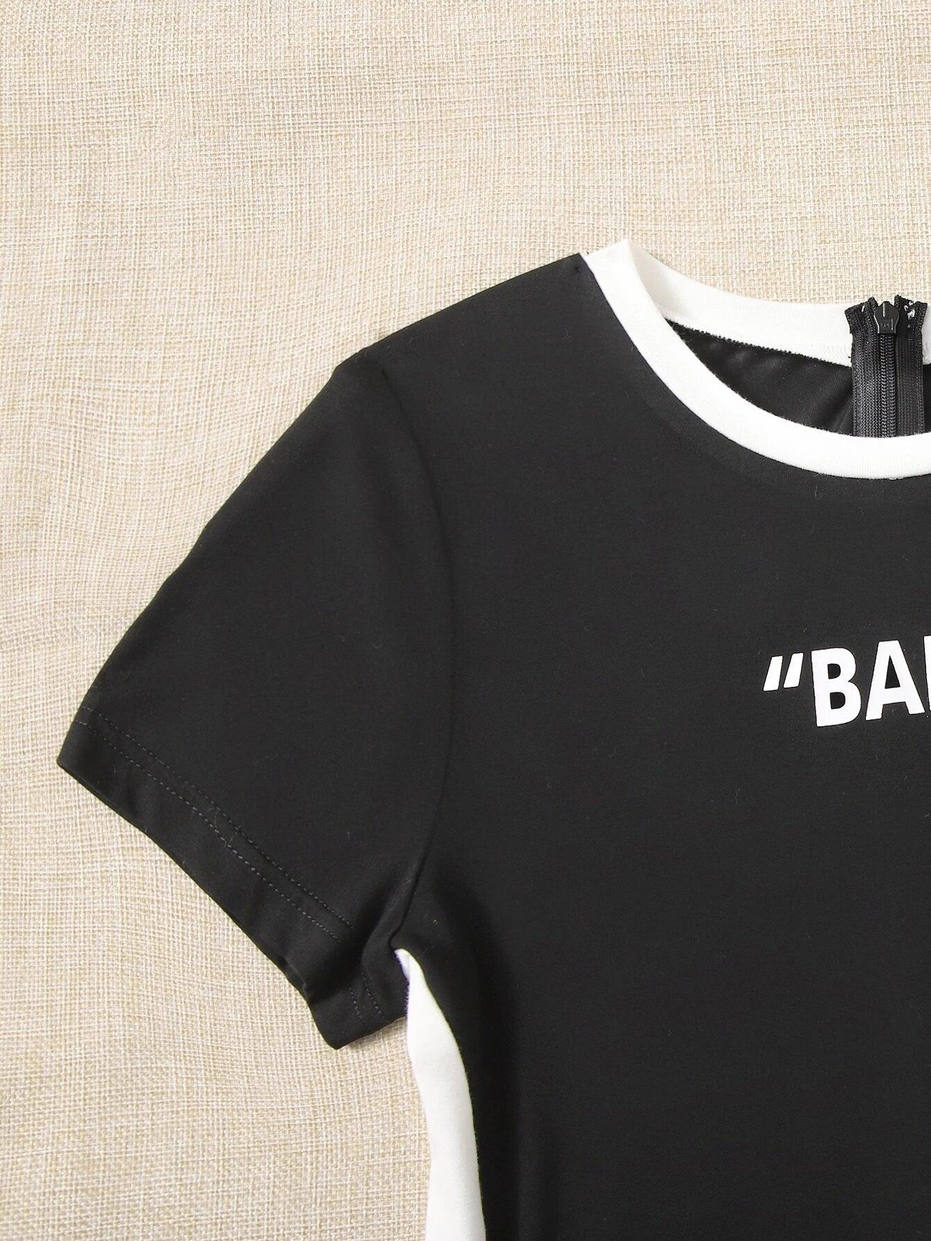 Letter Graphic Unitard Romper-Comfy Jumpsuits