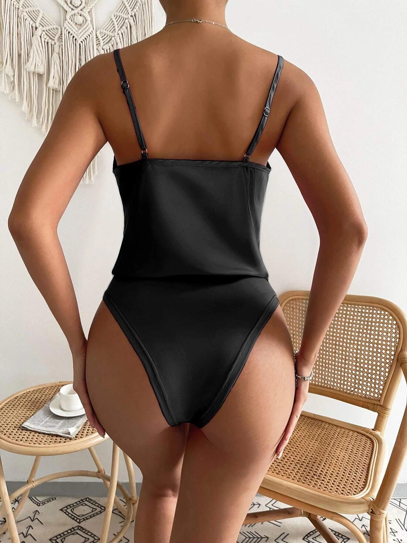 Solid Coloured Sleeveless Cami Bodysuit-Comfy Jumpsuits