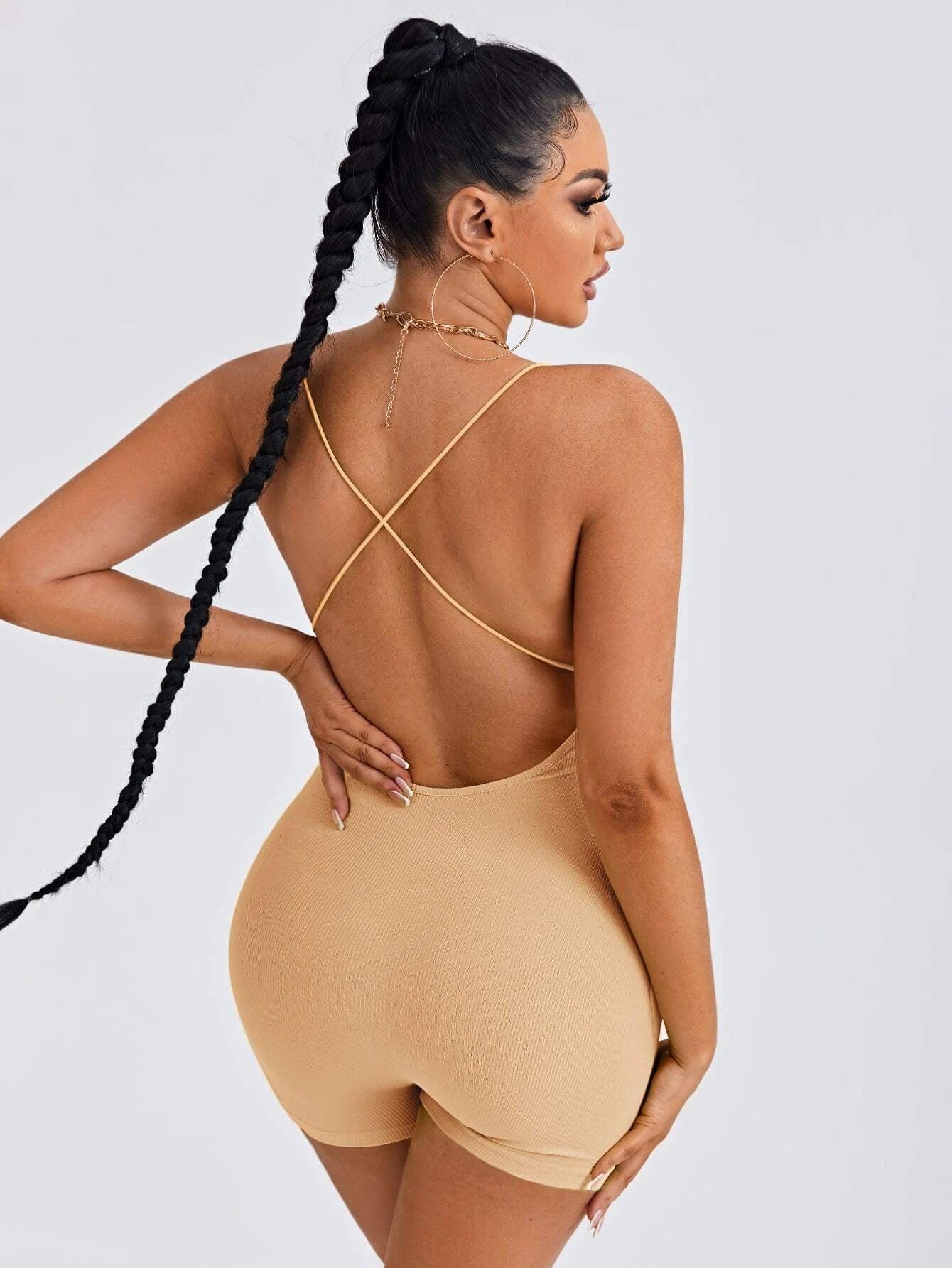 Cross Back Unitard Romper-Comfy Jumpsuits