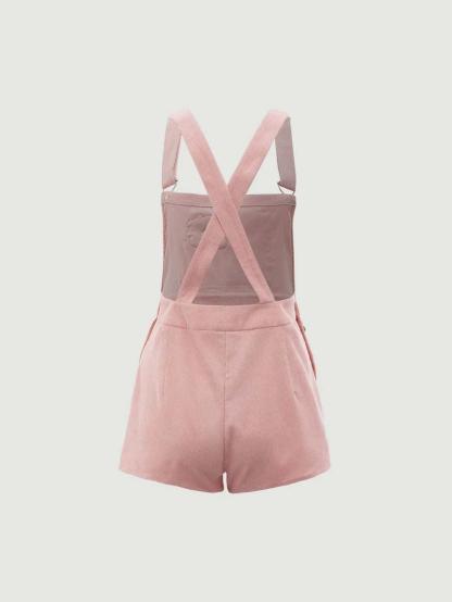 Strawberry Patched Crisscross Back Overall Romper-Comfy Jumpsuits