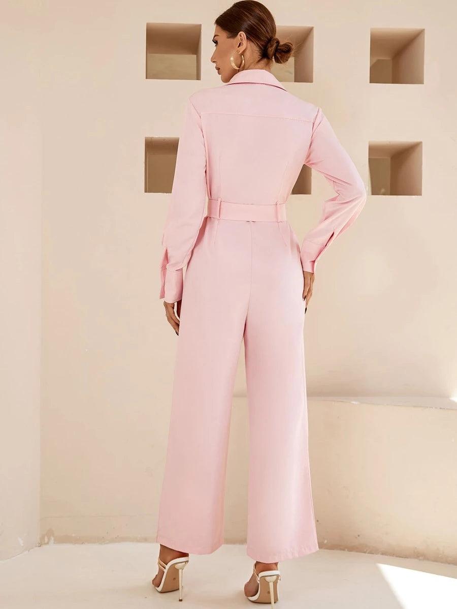 Dual Pocket Belted Jumpsuit-Comfy Jumpsuits