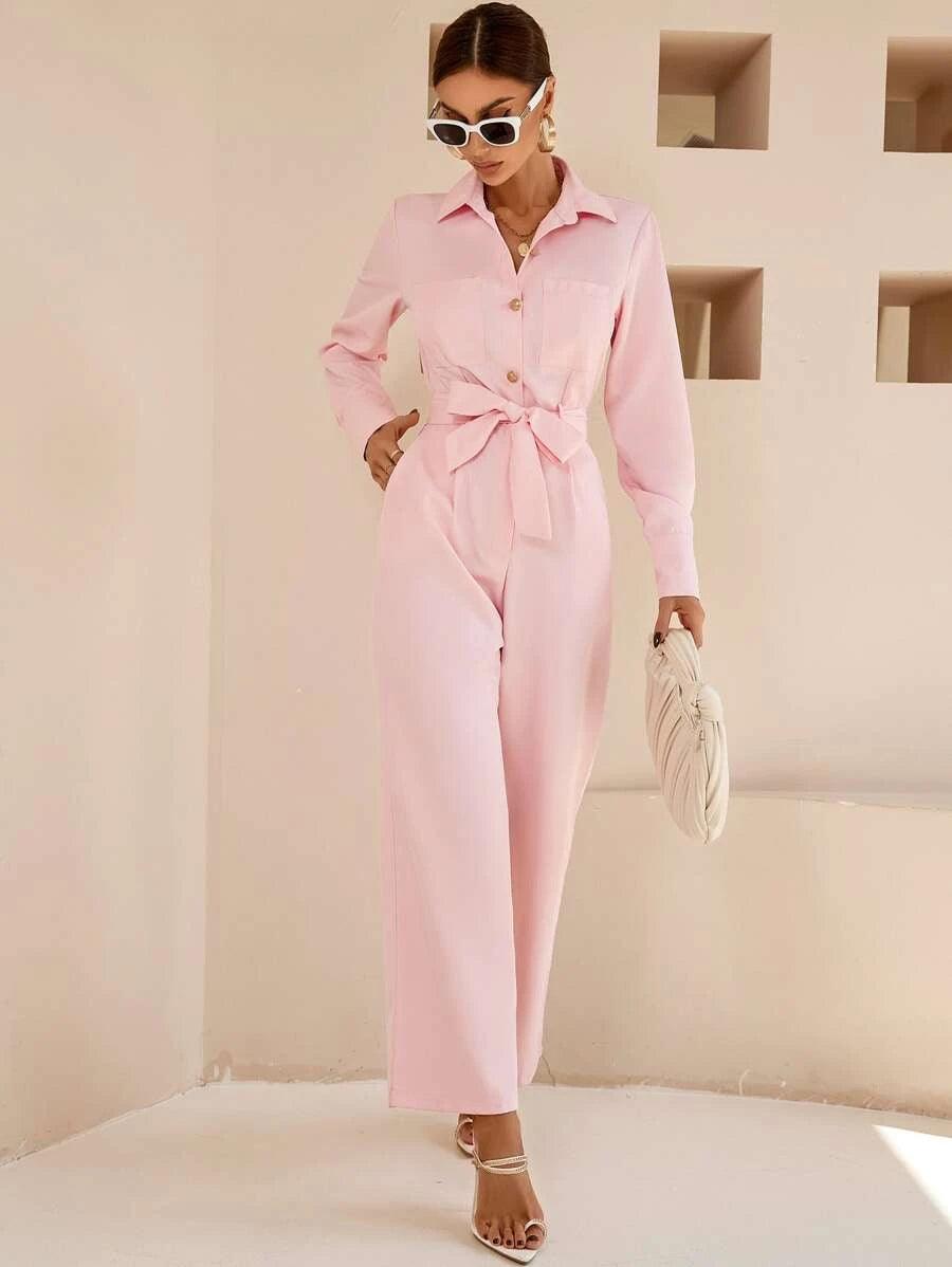 Dual Pocket Belted Jumpsuit-Comfy Jumpsuits