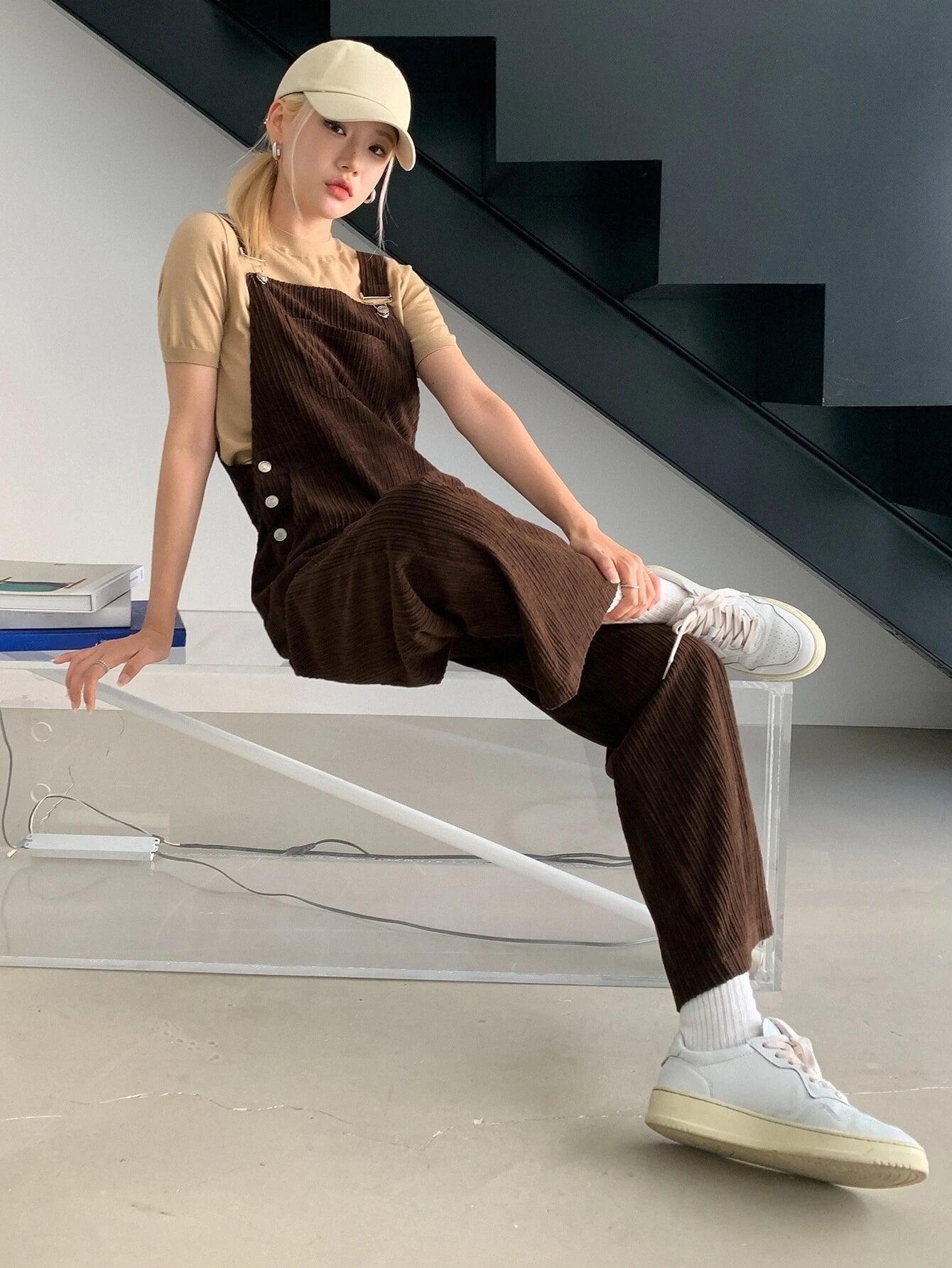 Solid Patched Pocket Jumpsuit Without Tee-Comfy Jumpsuits