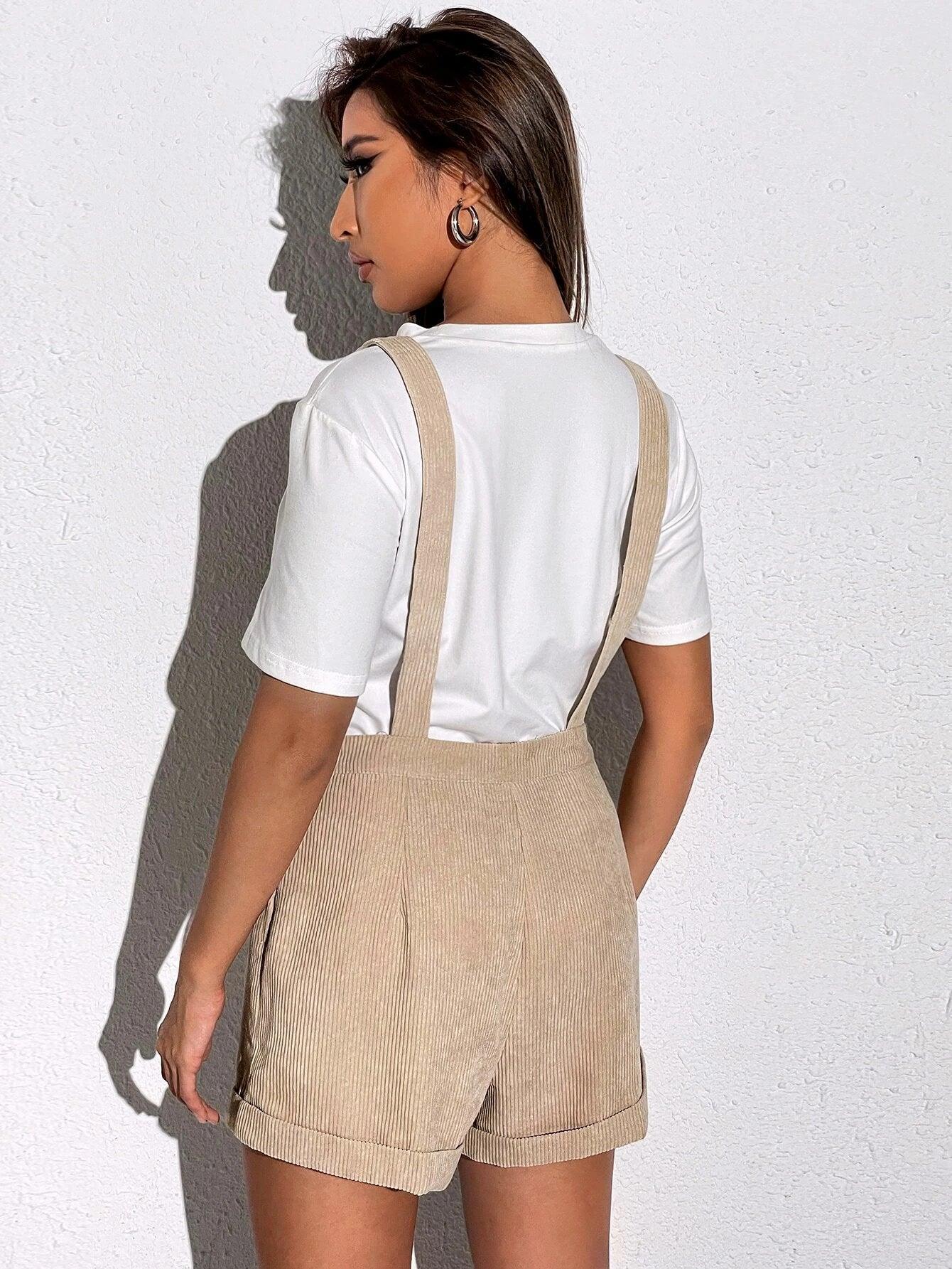 Patched Pockets Sleeveless Short Romper-Comfy Jumpsuits