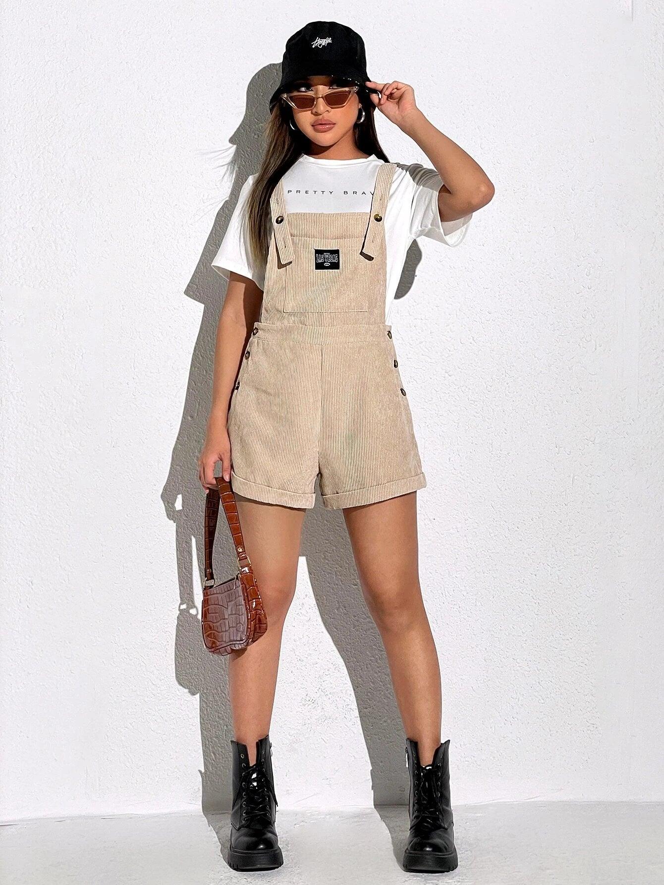 Patched Pockets Sleeveless Short Romper-Comfy Jumpsuits