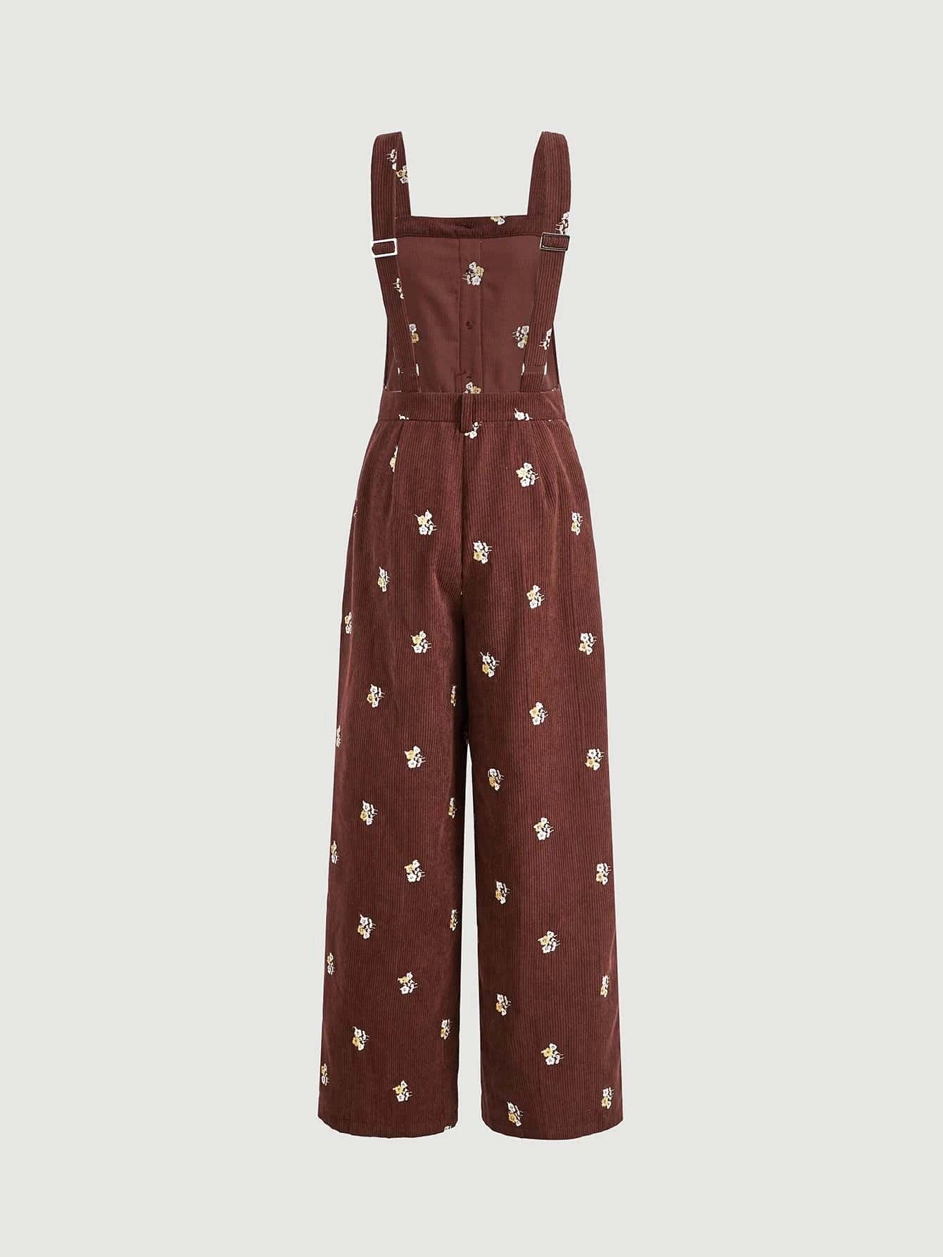 Floral Print Overall Jumpsuit-Comfy Jumpsuits