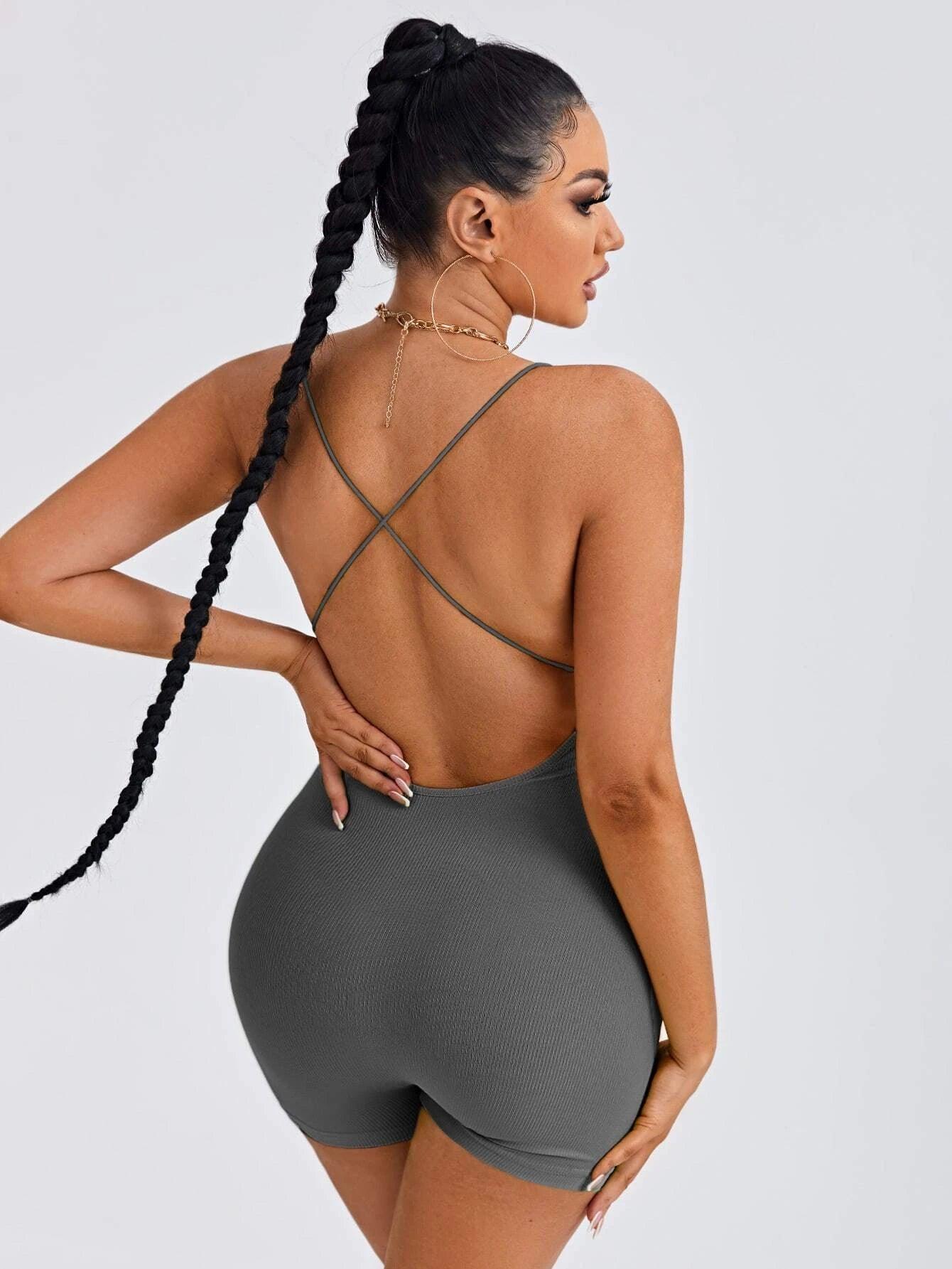 Cross Back Unitard Romper-Comfy Jumpsuits