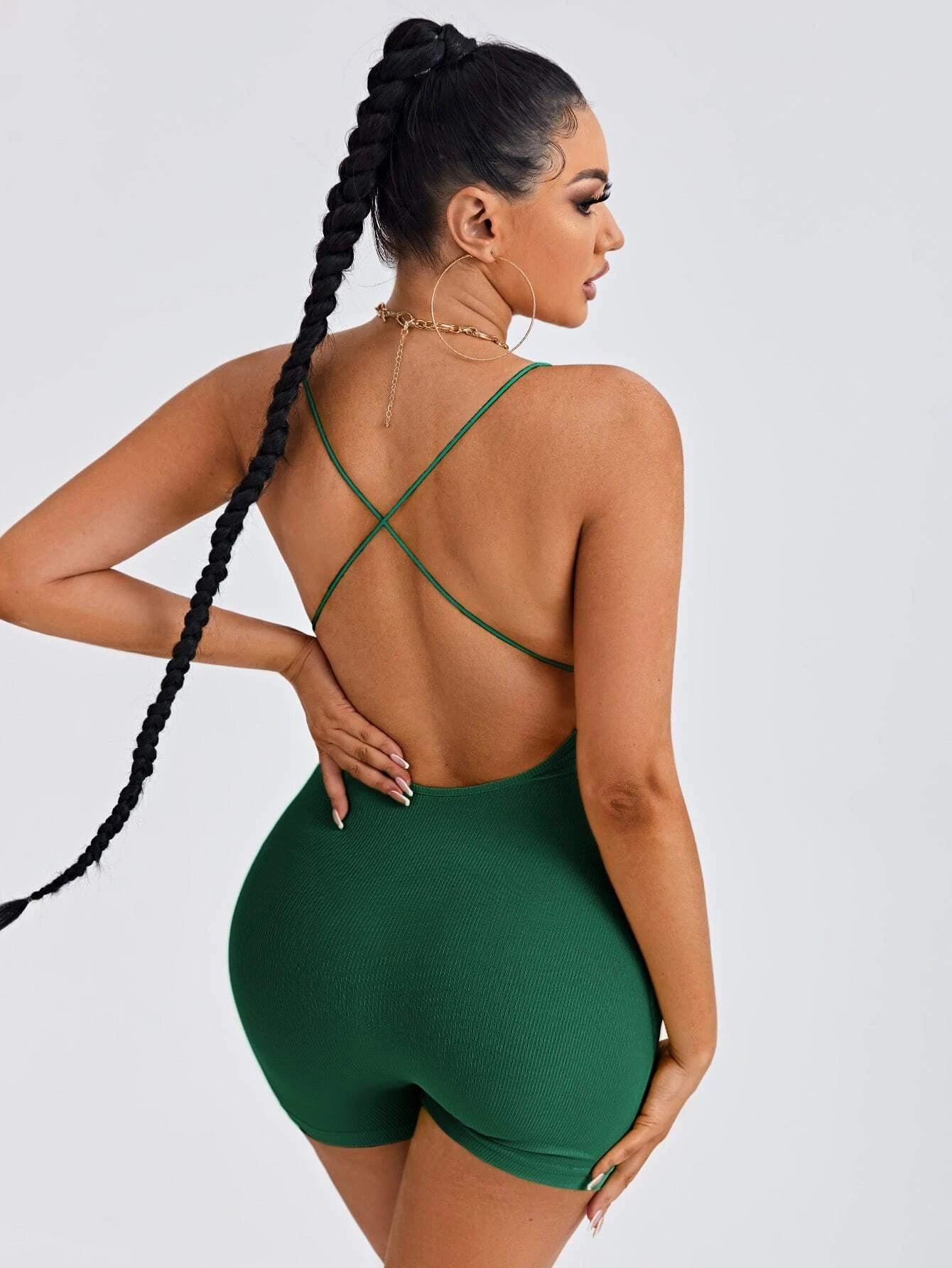 Cross Back Unitard Romper-Comfy Jumpsuits
